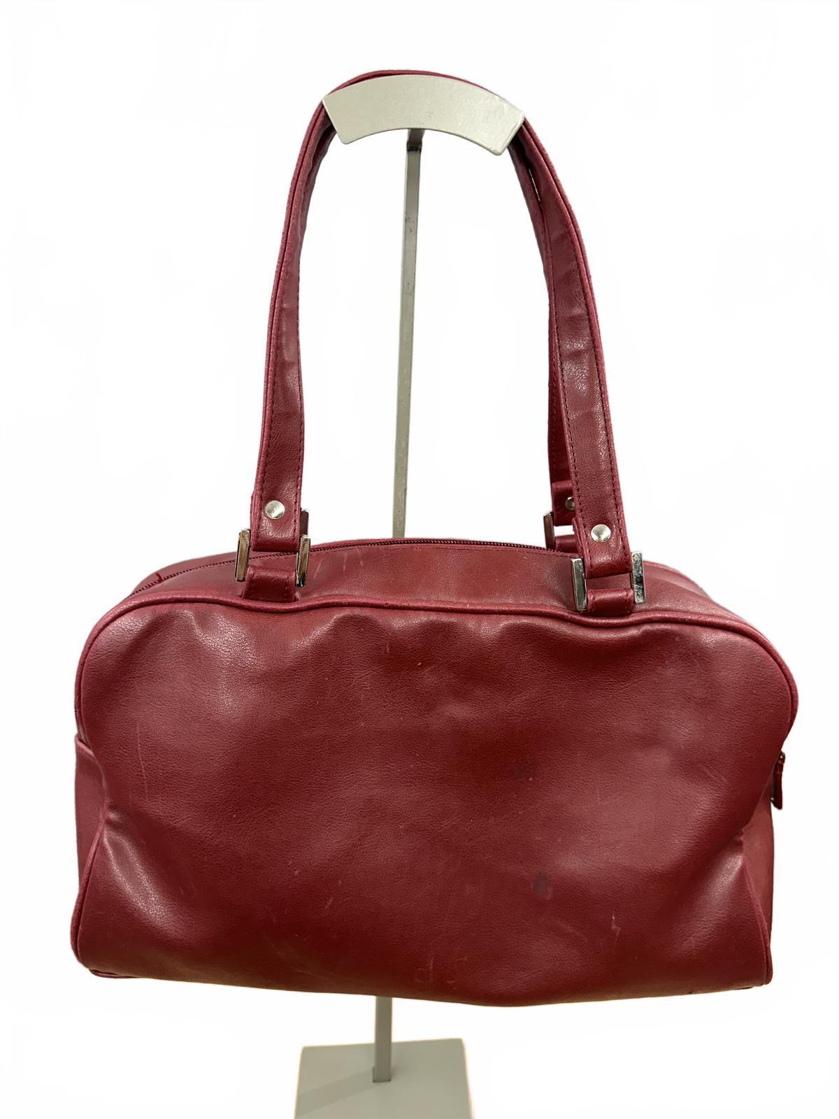 Red Faux Leather Shoulder Bag