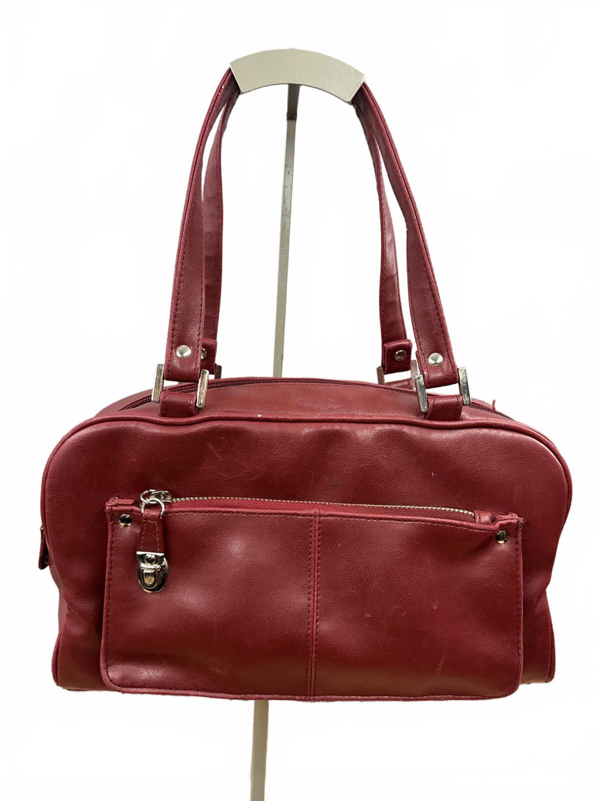 Red Faux Leather Shoulder Bag