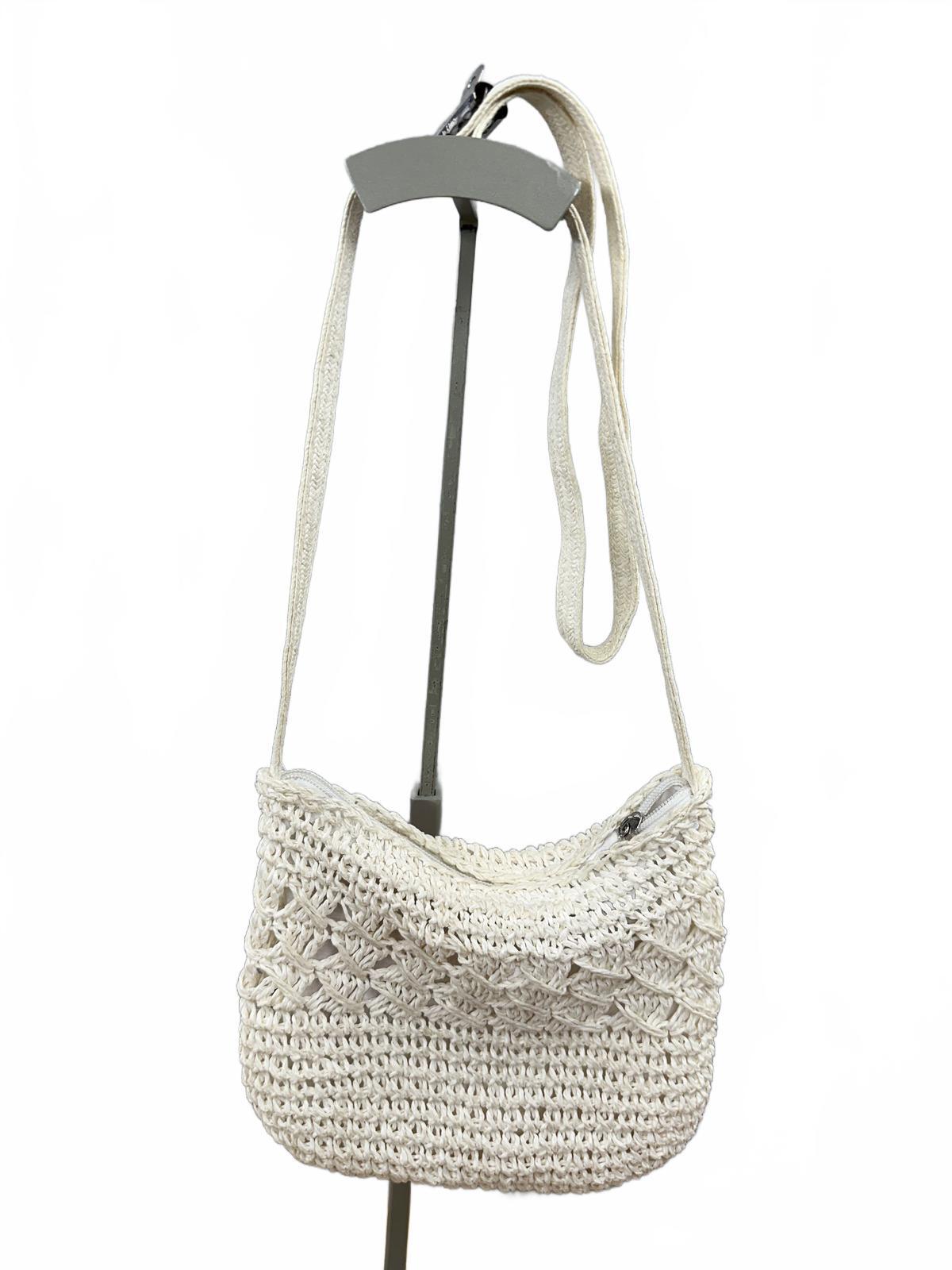 Crochet Shoulder Bag with Floral Applique