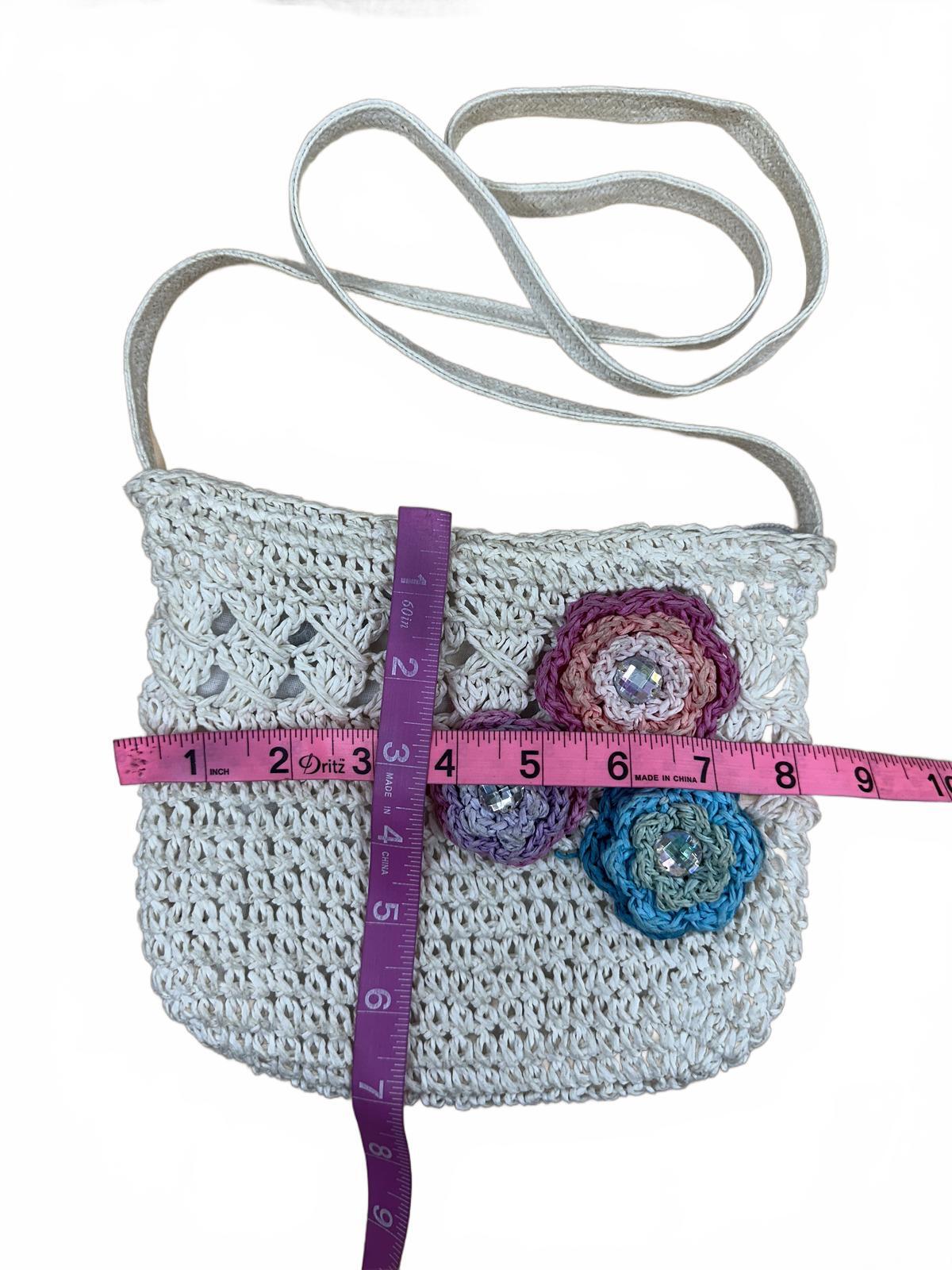 Crochet Shoulder Bag with Floral Applique