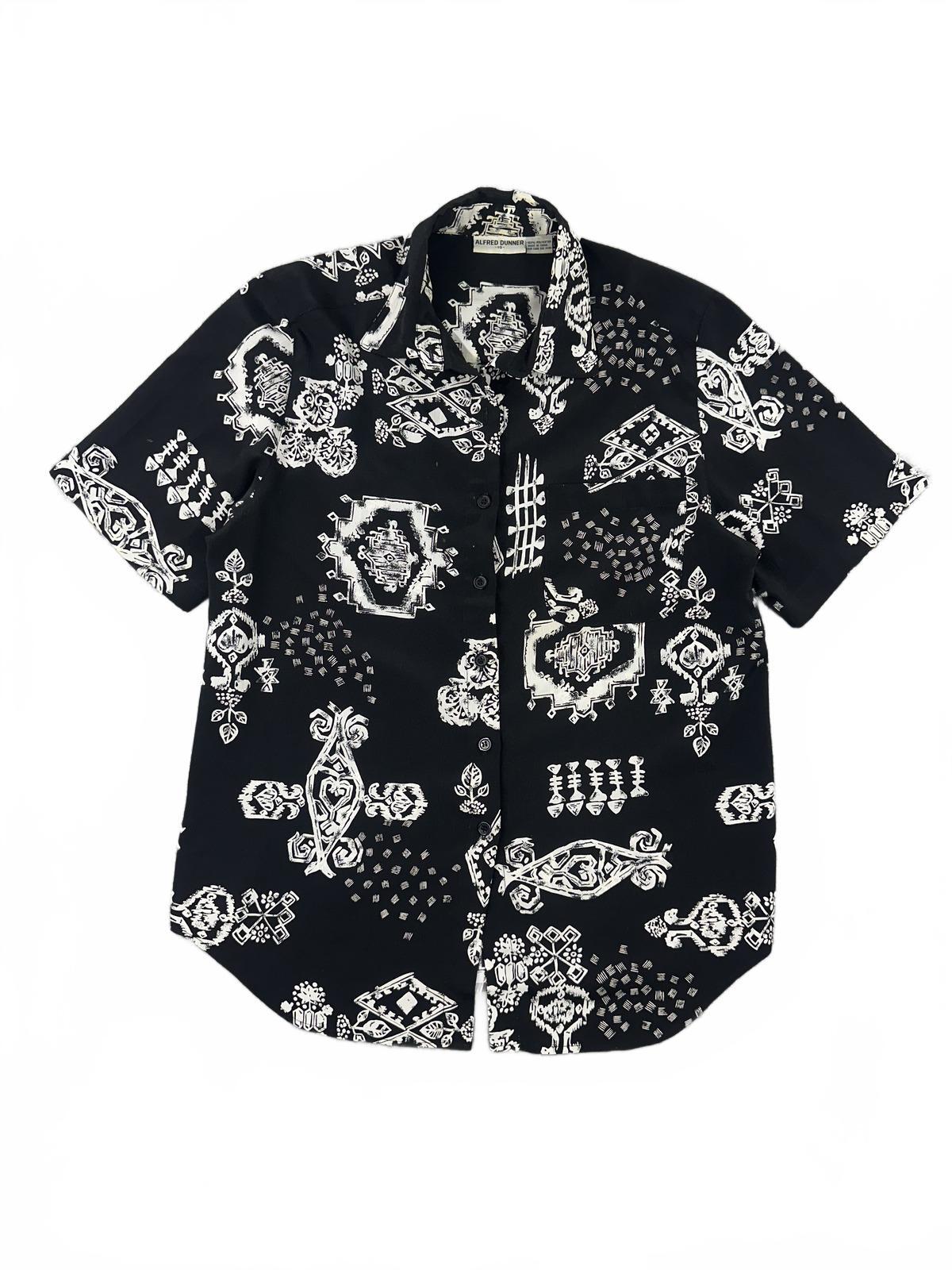 Alfred Dunner Black and White Abstract Pattern Button Down Shirt