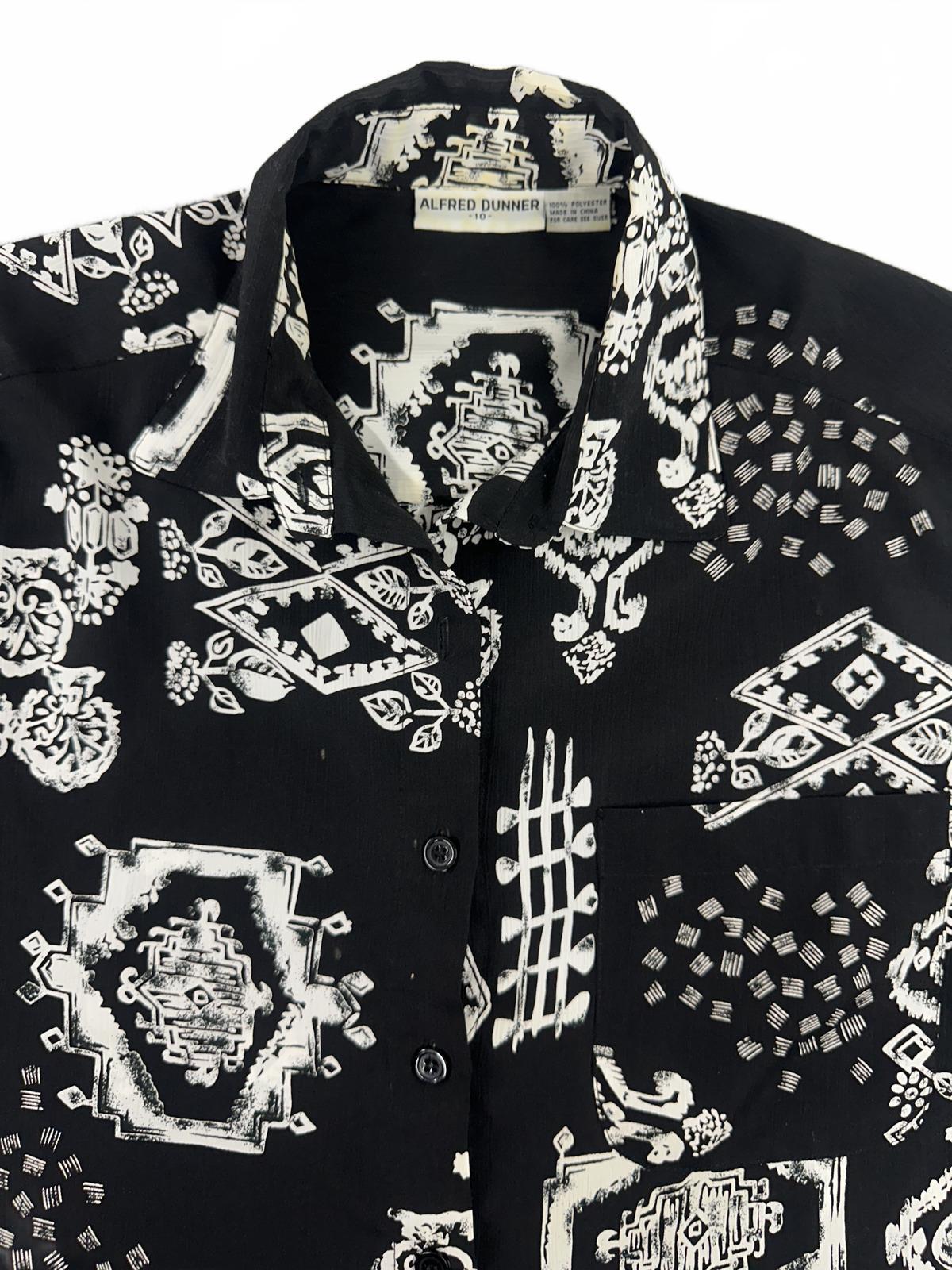 Alfred Dunner Black and White Abstract Pattern Button Down Shirt
