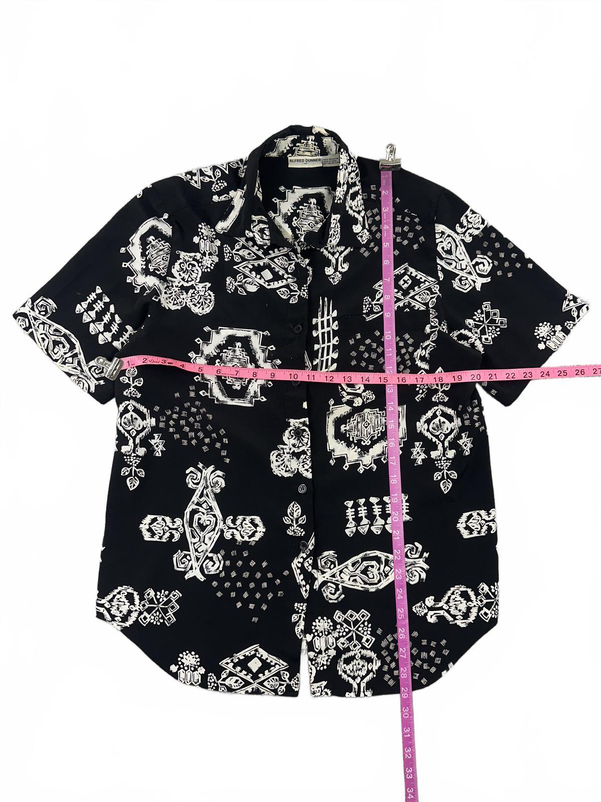 Alfred Dunner Black and White Abstract Pattern Button Down Shirt