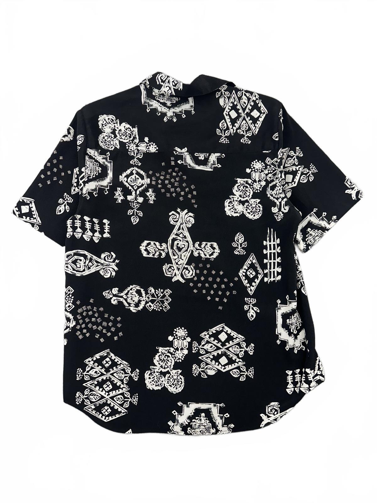 Alfred Dunner Black and White Abstract Pattern Button Down Shirt