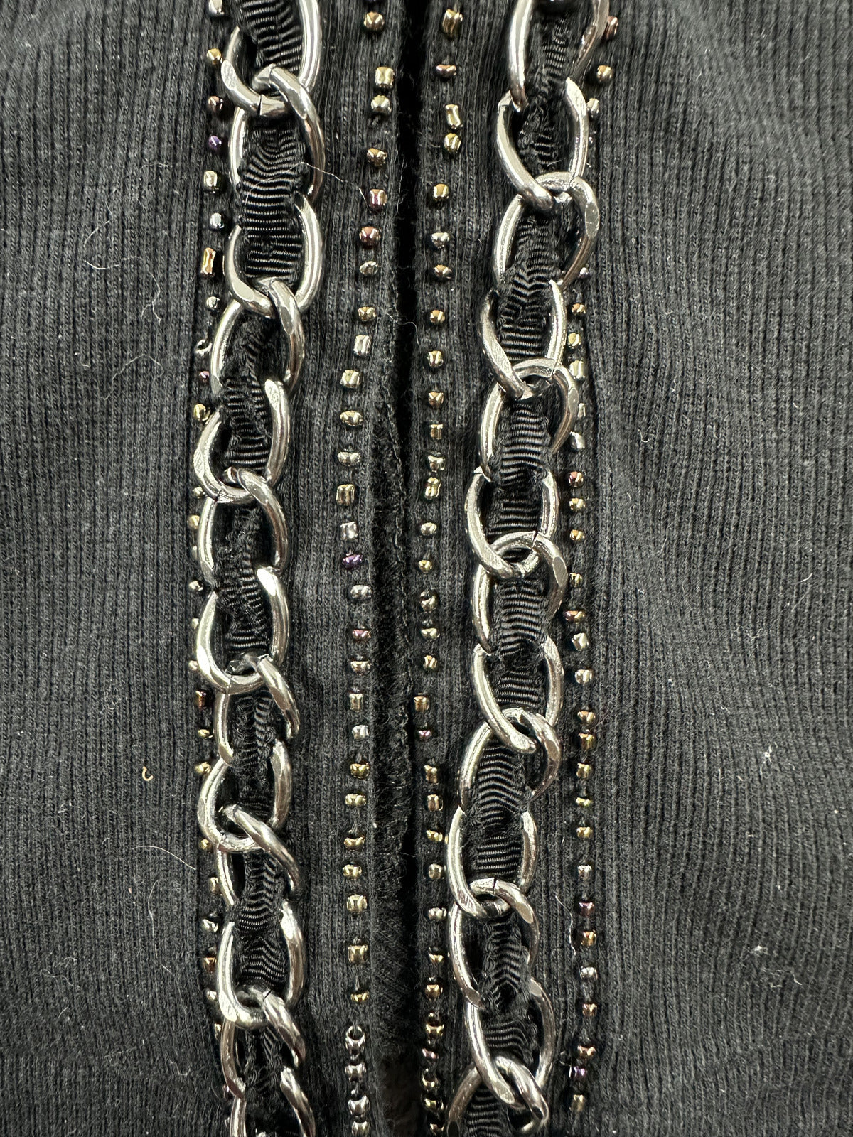 Rafaella Black Blazer Jacket with Silver Chain Trim Contemporary
