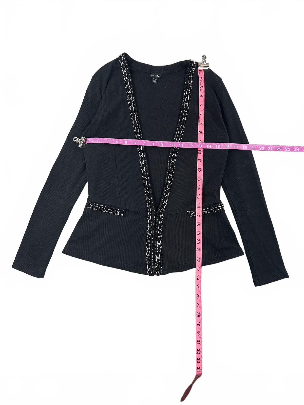 Rafaella Black Blazer Jacket with Silver Chain Trim Contemporary
