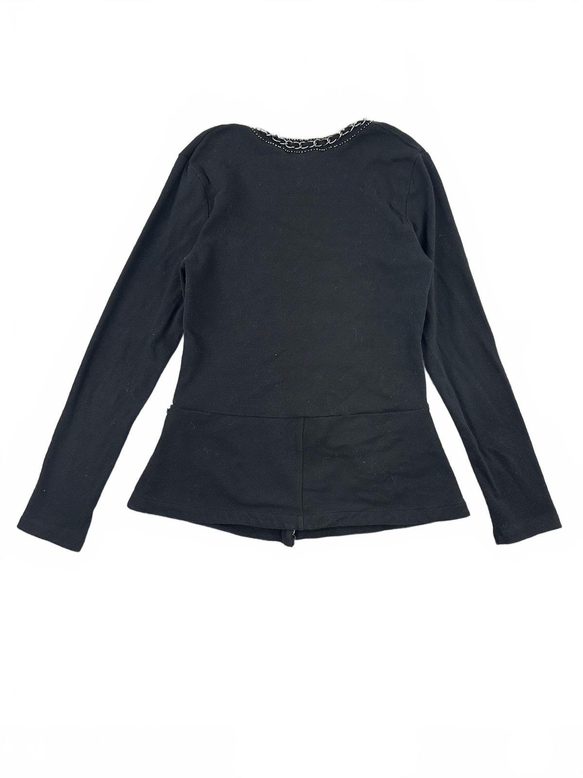 Rafaella Black Blazer Jacket with Silver Chain Trim Contemporary