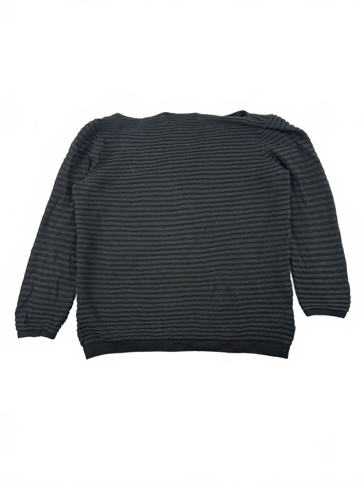 LOFT Black Ribbed Knit Sweater Casual Office Lightweight Boat Neck 3/4 Sleeve