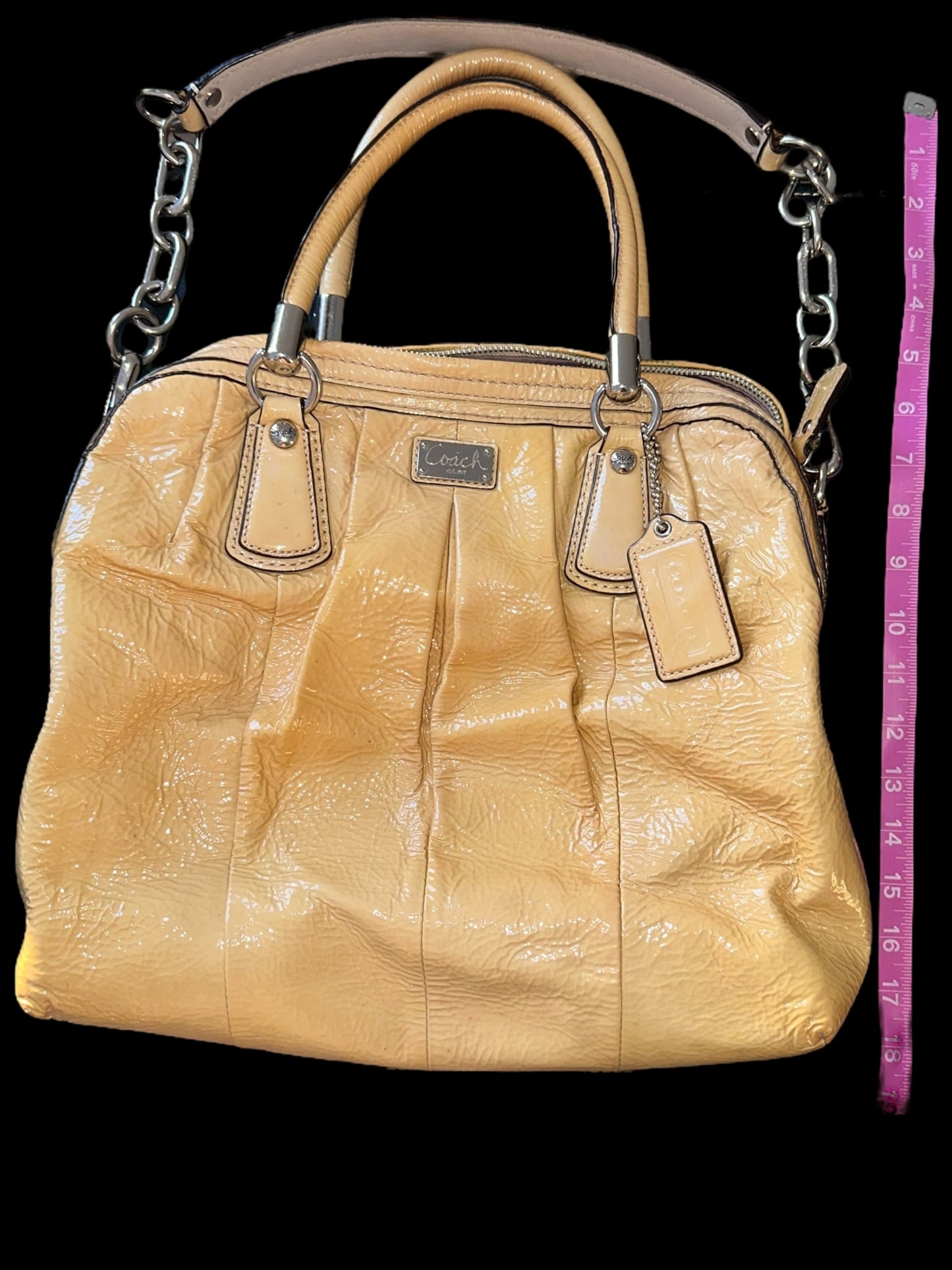 Coach Kristin Yellow Patent Leather Satchel Shoulder Bag