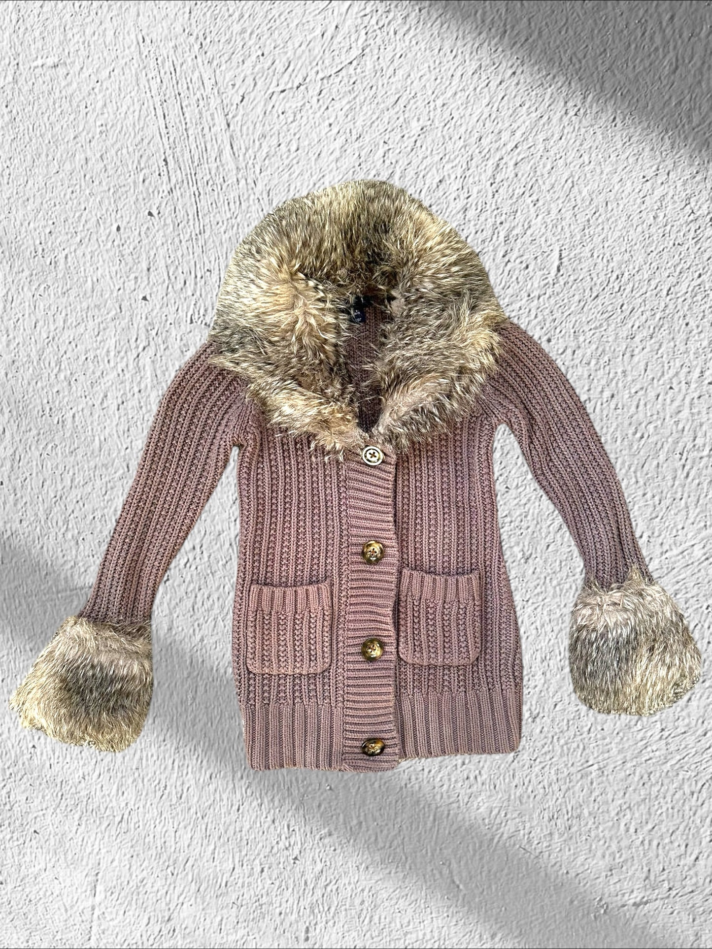 Gap Fuzzy Brown Cardigan Jacket