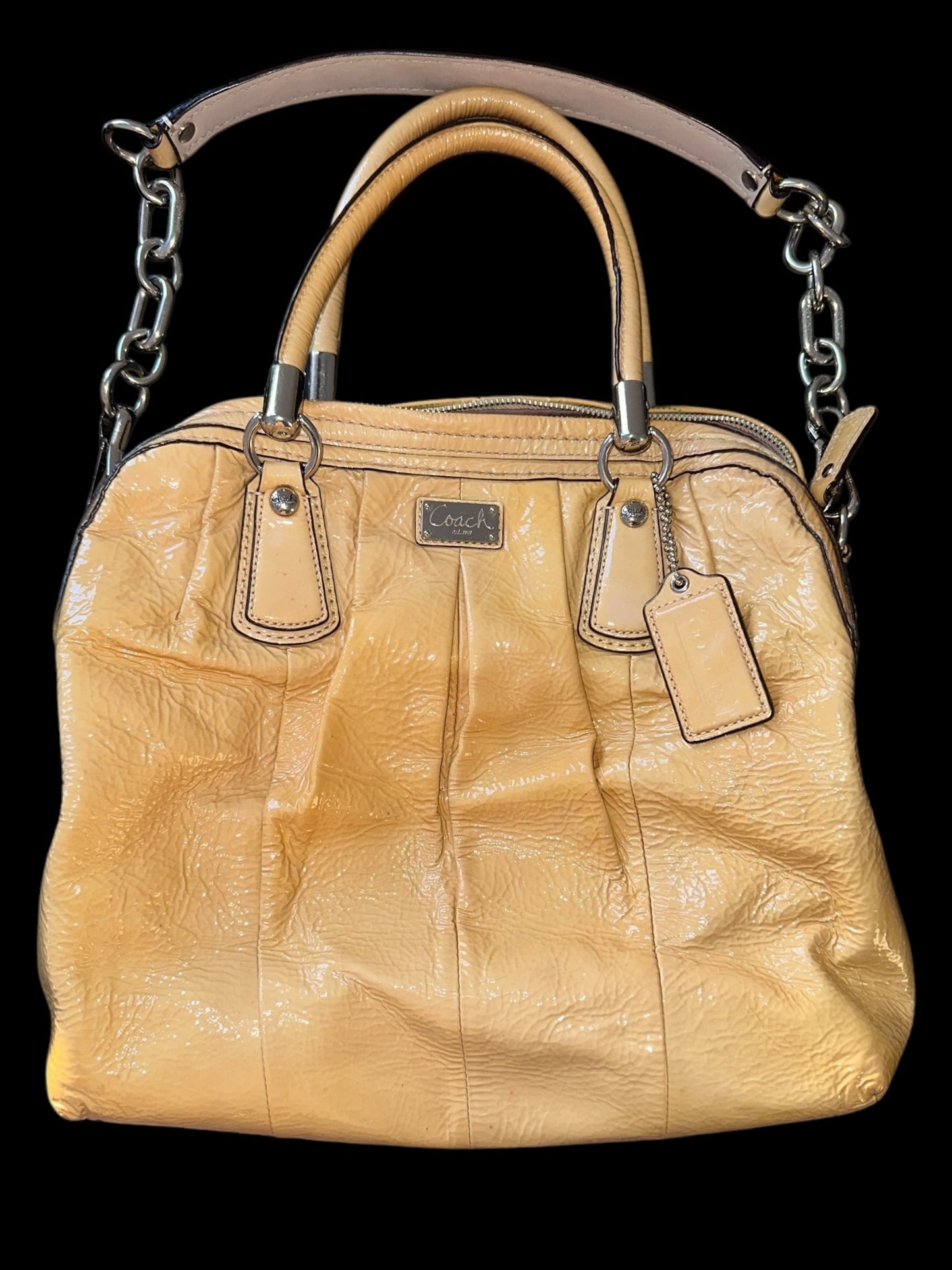 Coach Kristin Yellow Patent Leather Satchel Shoulder Bag