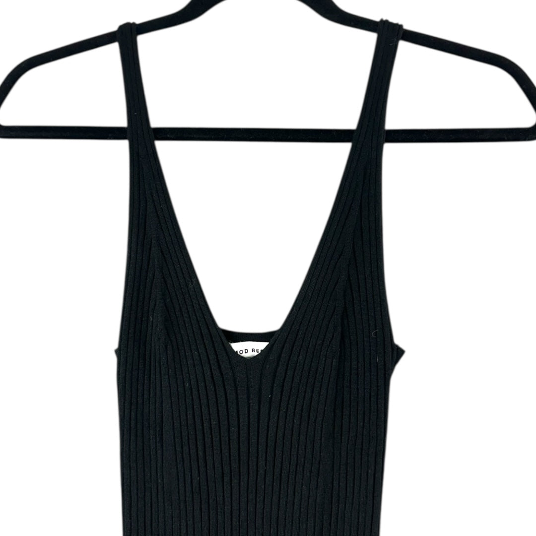 Mod Ref Black Ribbed Knit Midi Dress