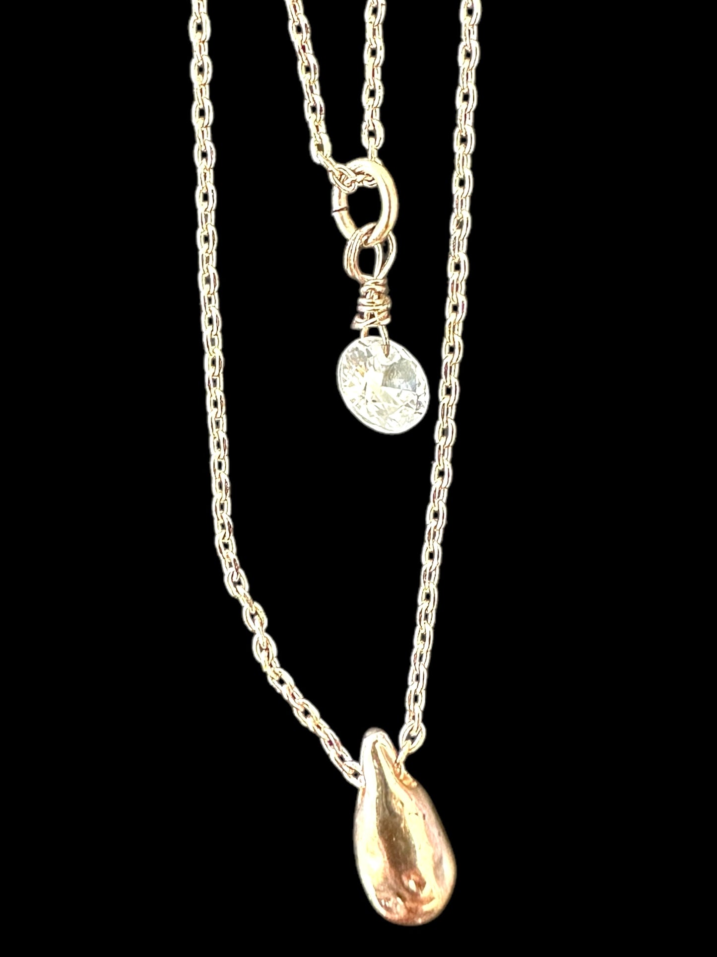 Dainty Singular Rhinestone and Tear Drop Necklace