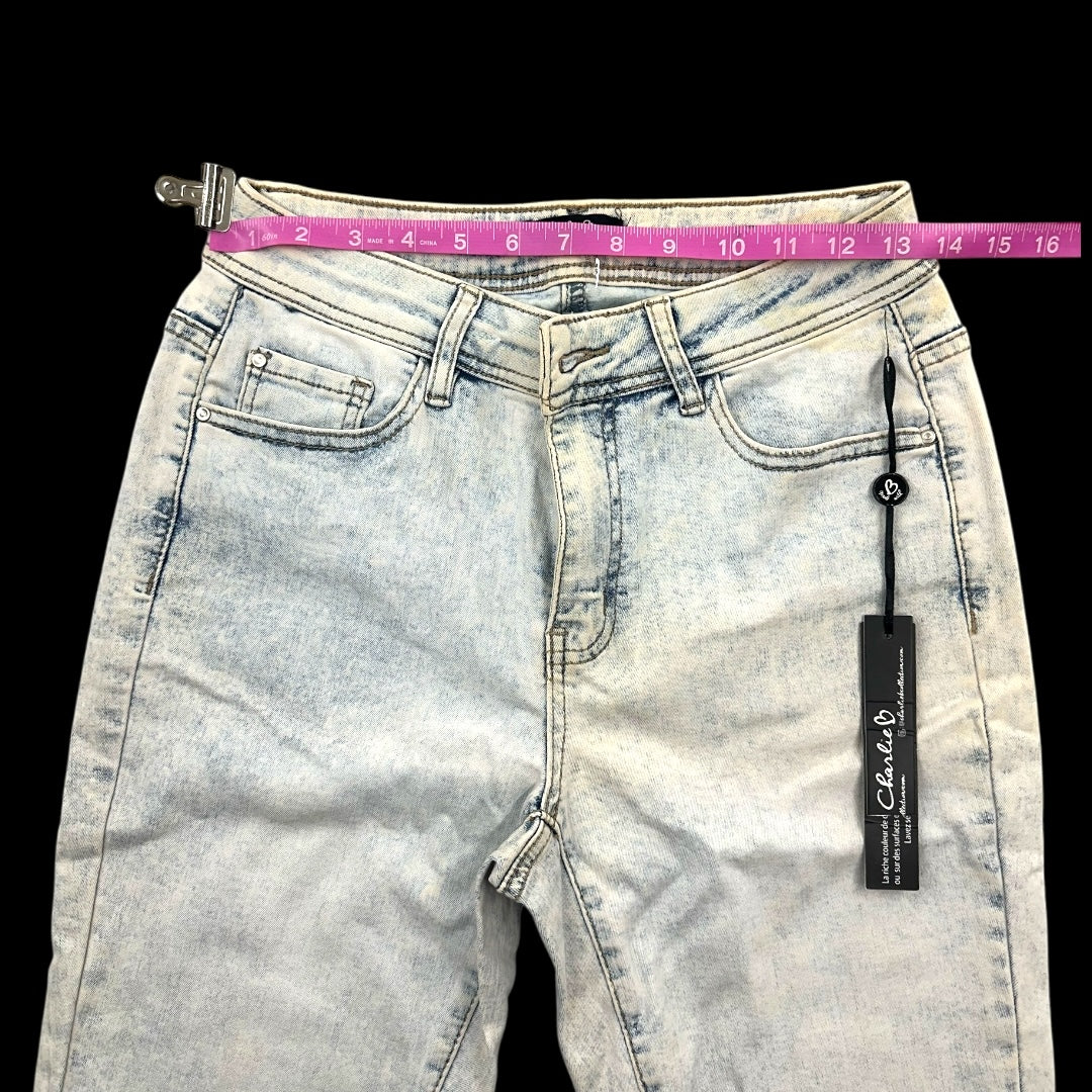 Charlie B Triple Tiered Fringe Denim Ankle Pants