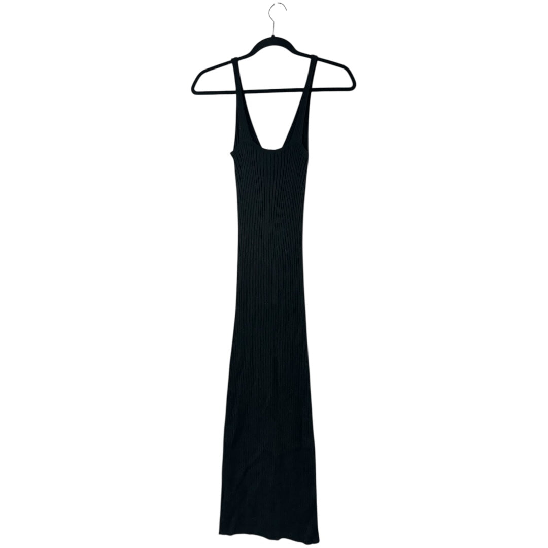Mod Ref Black Ribbed Knit Midi Dress