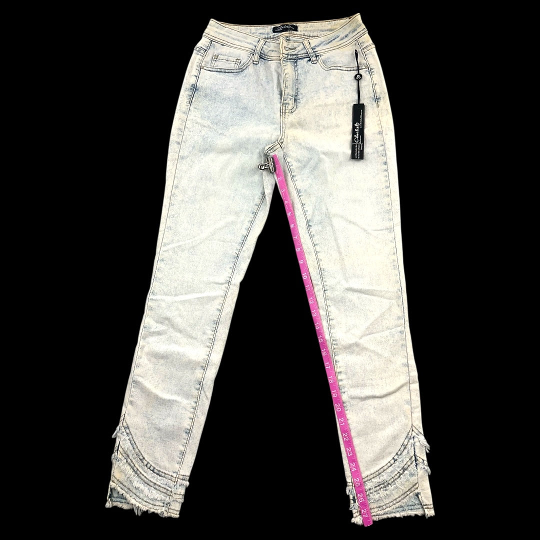 Charlie B Triple Tiered Fringe Denim Ankle Pants