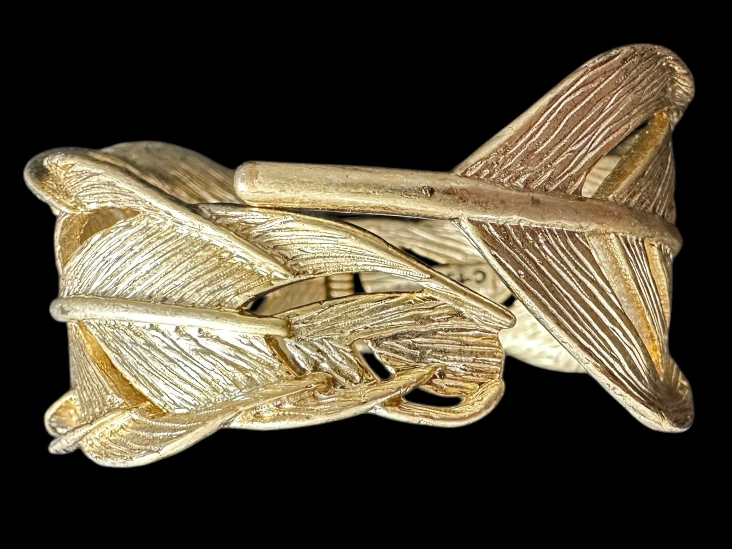 Golden Leaf Hinge Bangle Bracelet