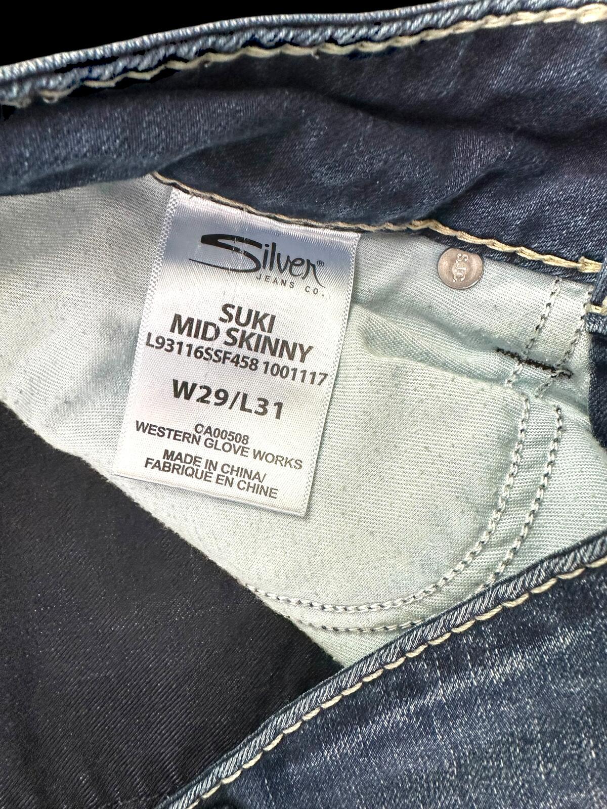 Silver Jeans Co. Suki Mid Skinny Jeans in Dark Wash Blue