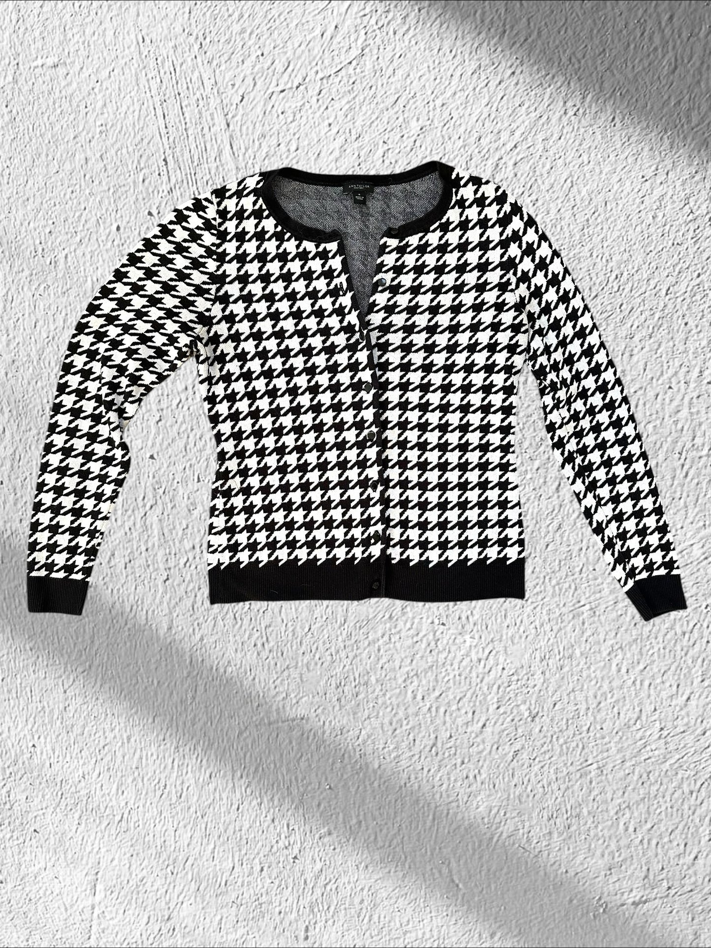 Ann Taylor Houndstooth Button Up Cardigan