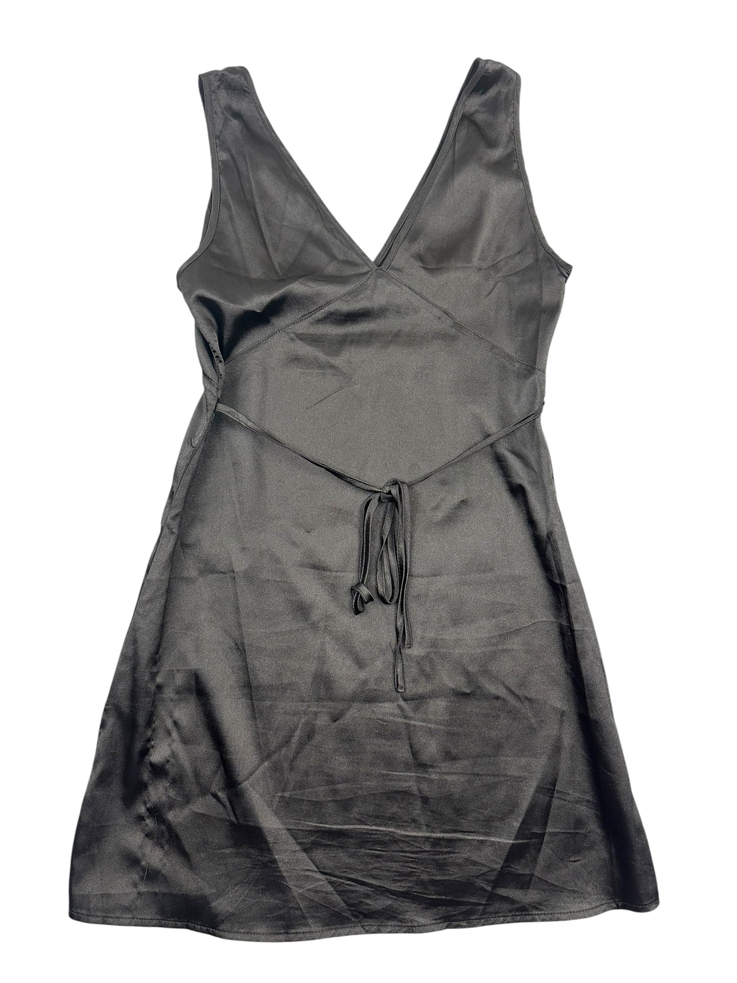 Black Silky Satin Slip Dress