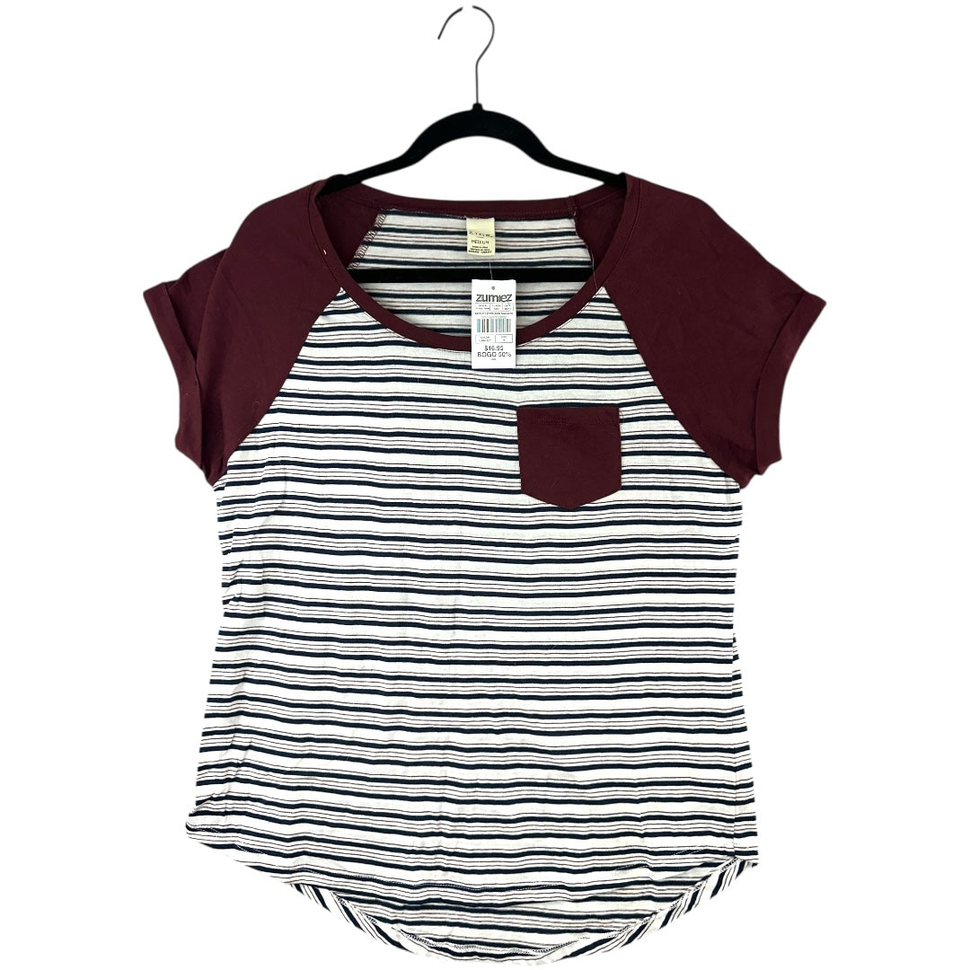 Zine by Zumiez Maroon Striped Pocket Tee NWT