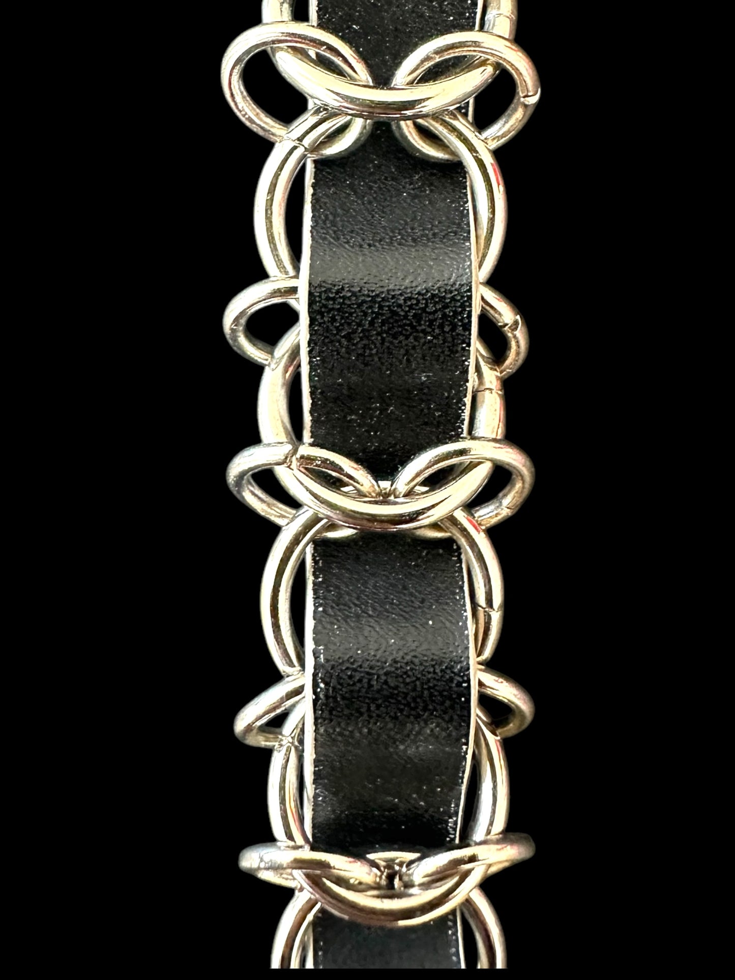 Faux Leather Wrapped in Metal Belt