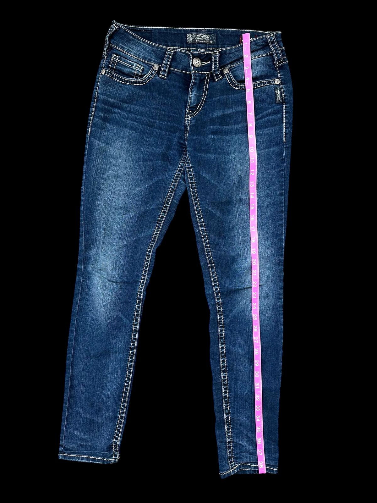 Silver Jeans Co. Suki Mid Skinny Jeans in Dark Wash Blue