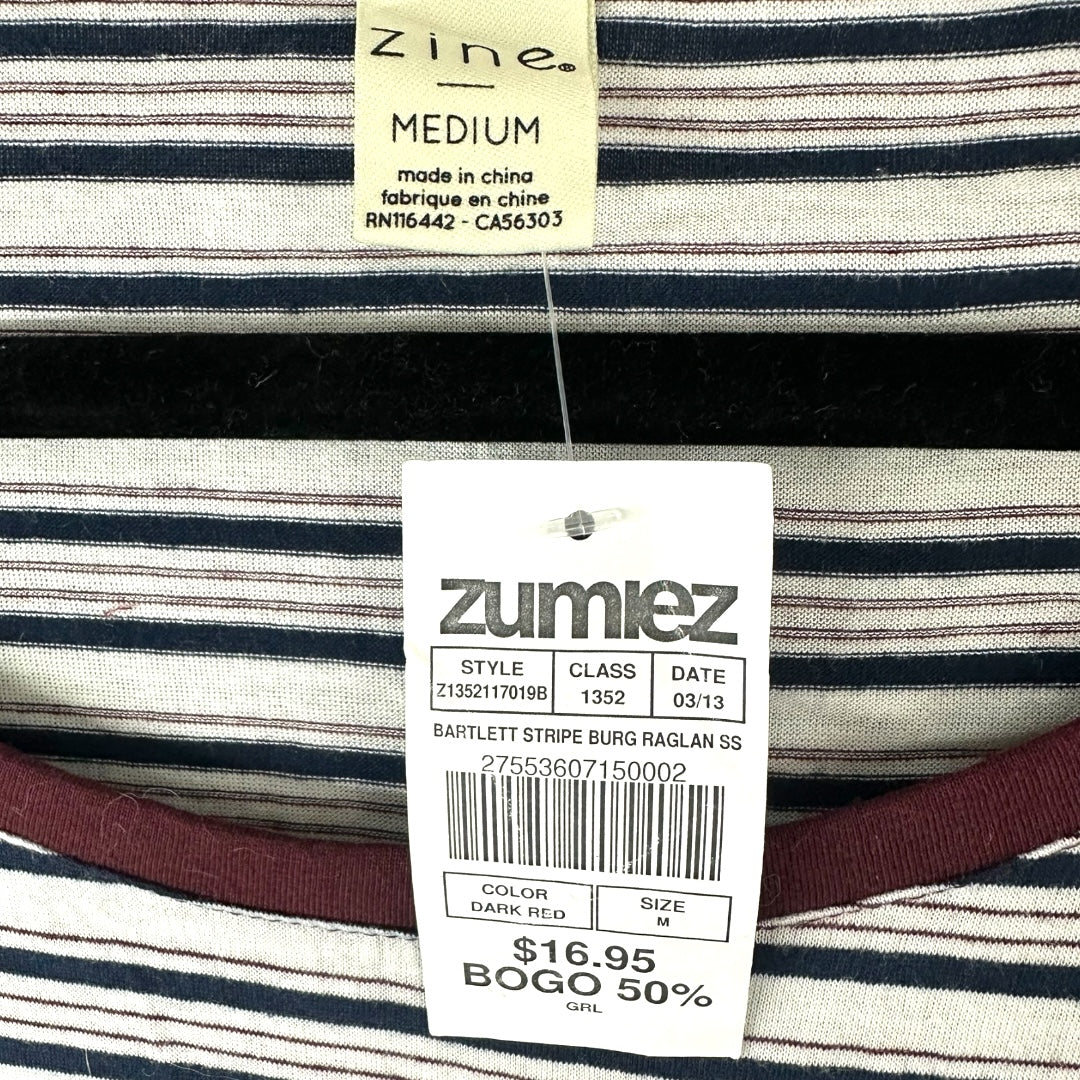 Zine by Zumiez Maroon Striped Pocket Tee NWT