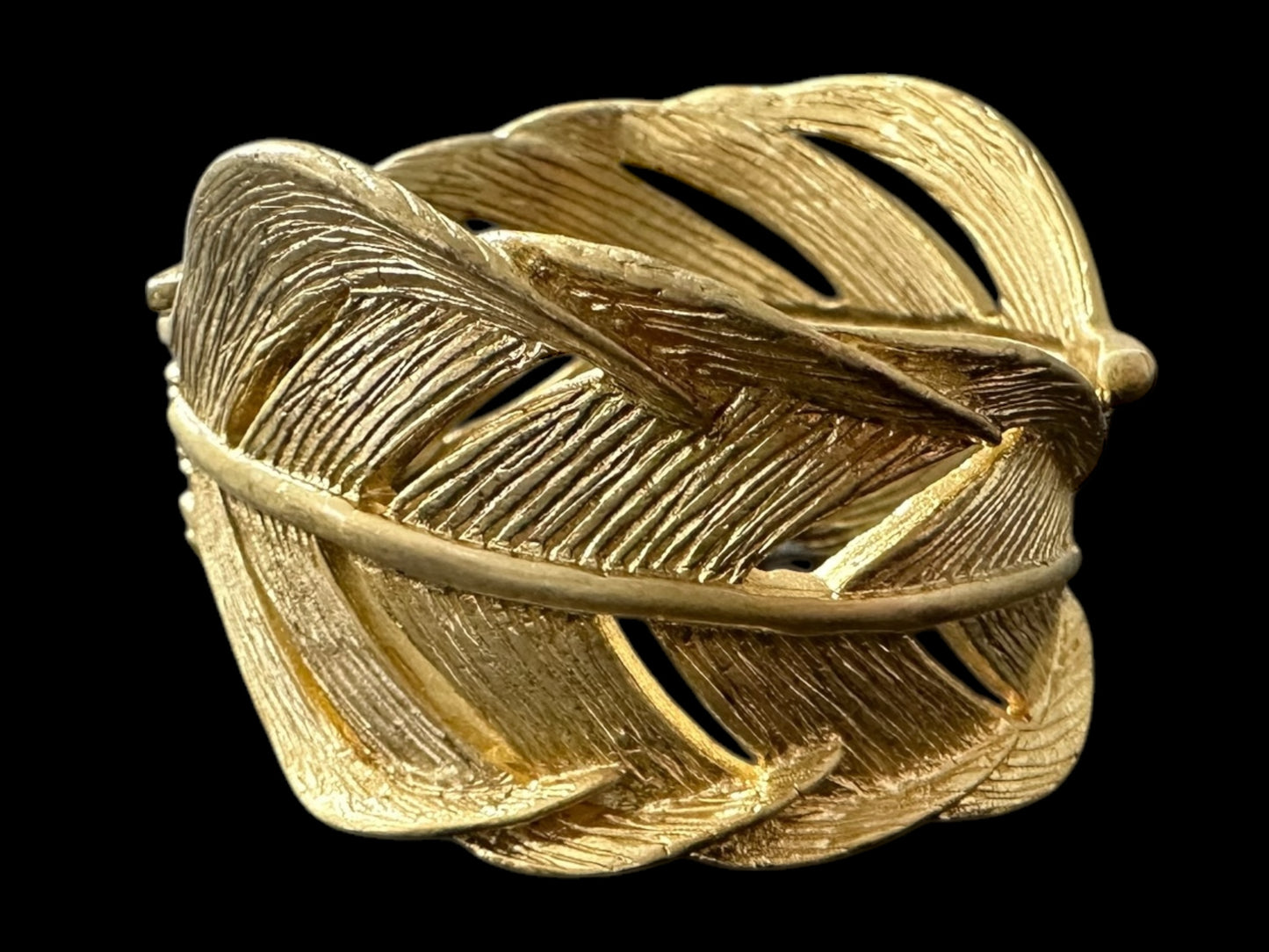 Golden Leaf Hinge Bangle Bracelet