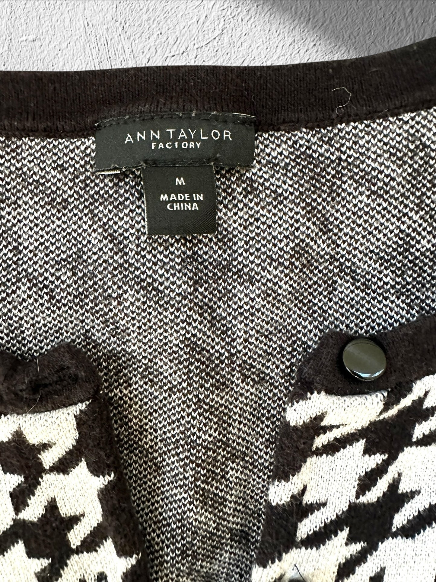 Ann Taylor Houndstooth Button Up Cardigan