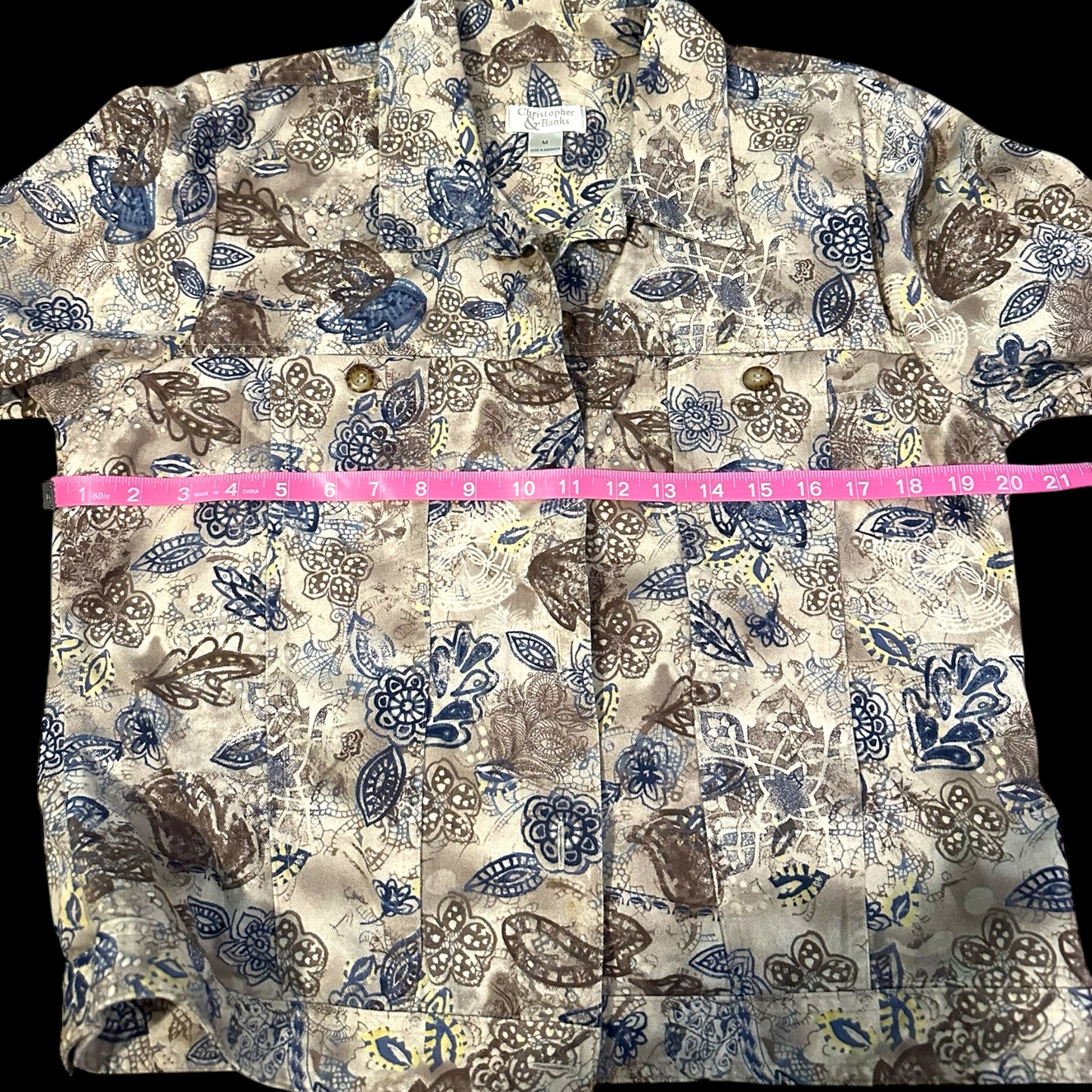 Vintage Christopher & Banks Floral Denim Jacket