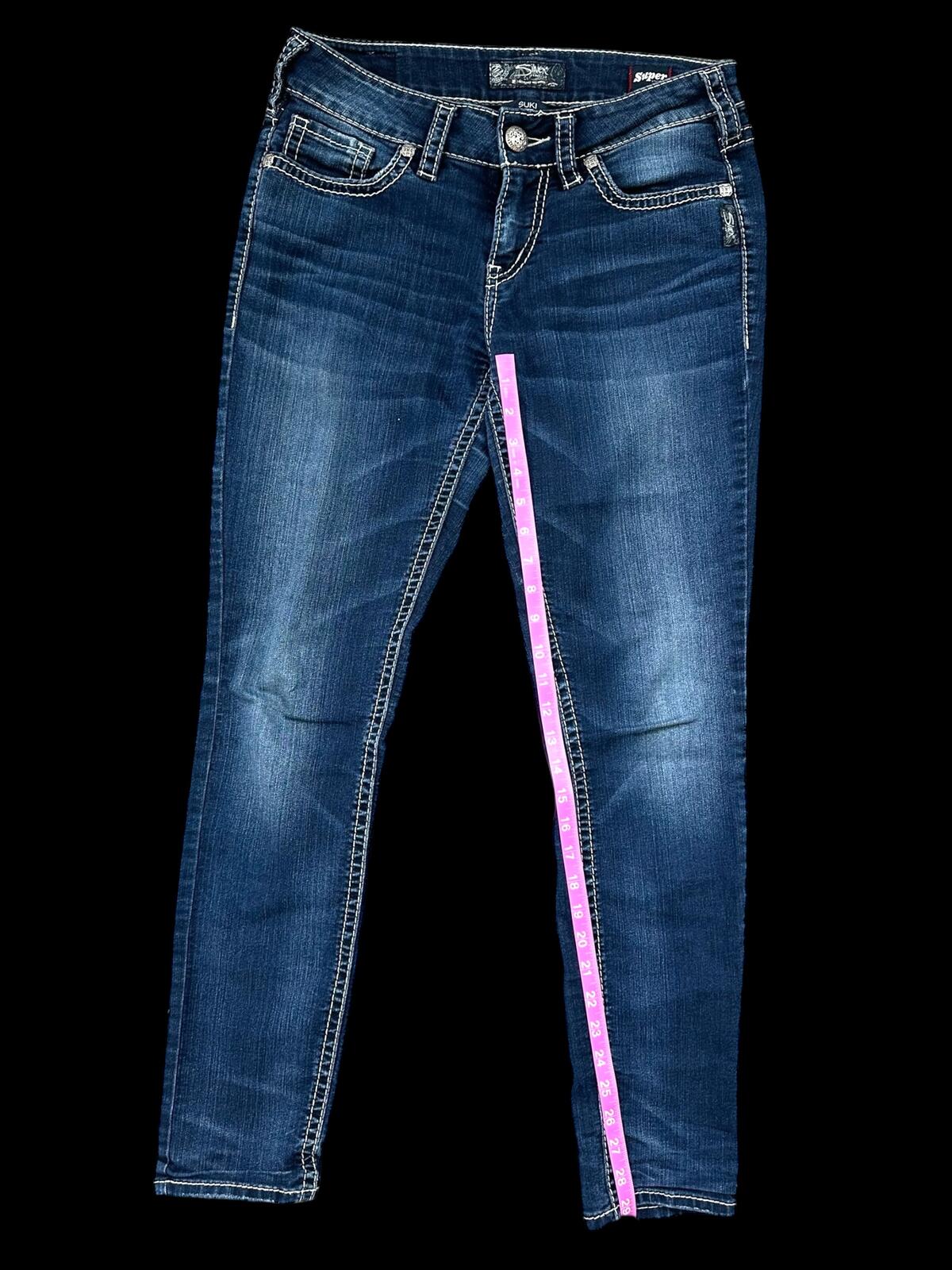 Silver Jeans Co. Suki Mid Skinny Jeans in Dark Wash Blue