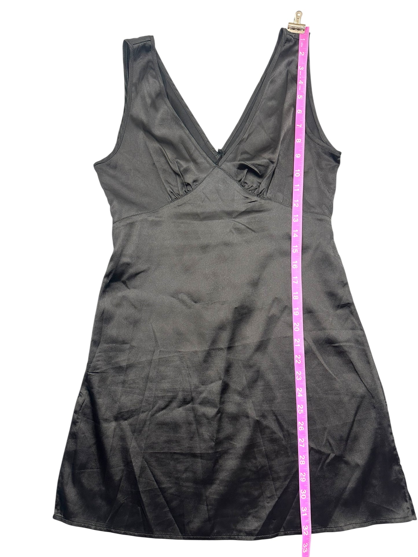 Black Silky Satin Slip Dress