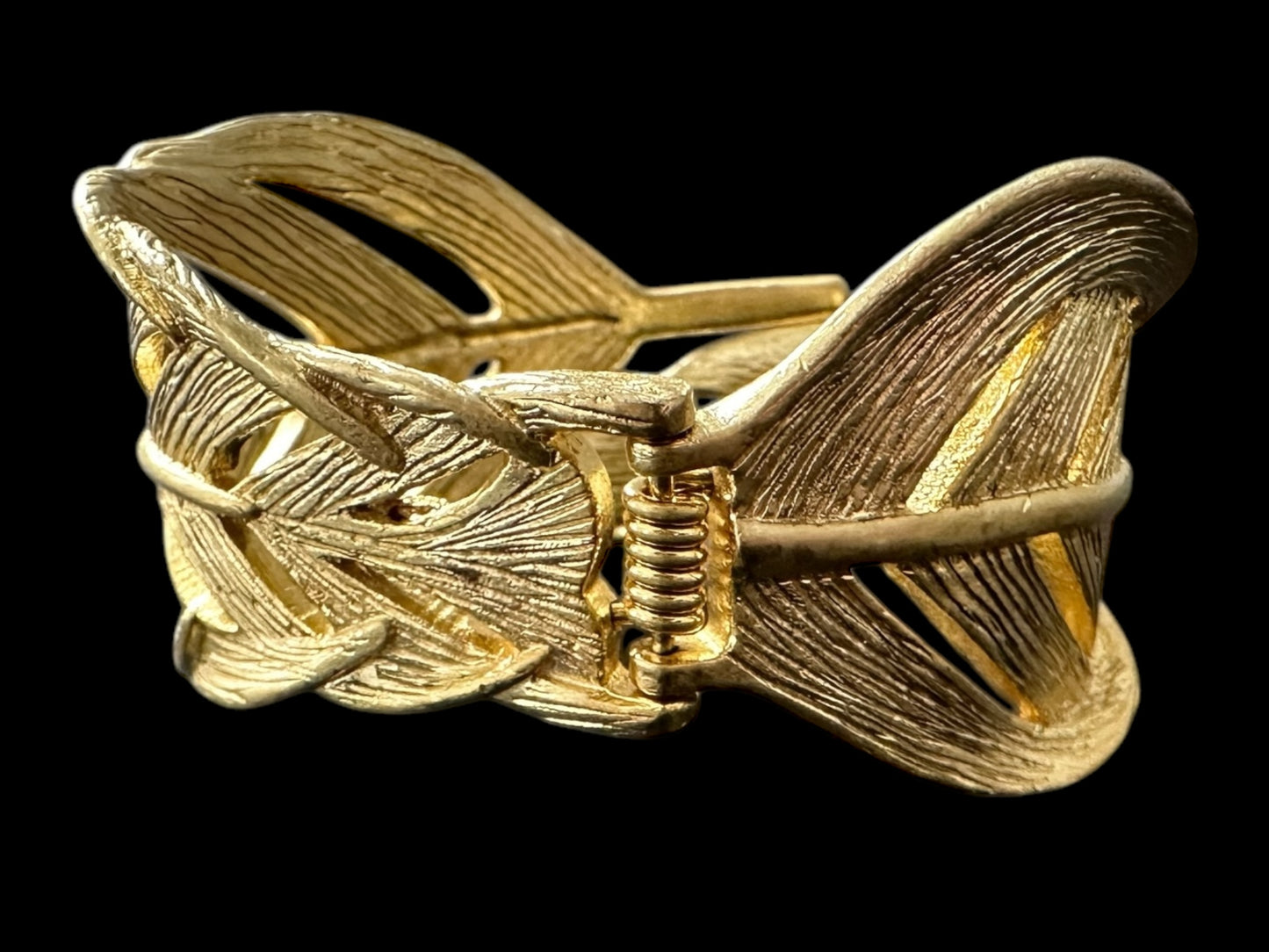 Golden Leaf Hinge Bangle Bracelet