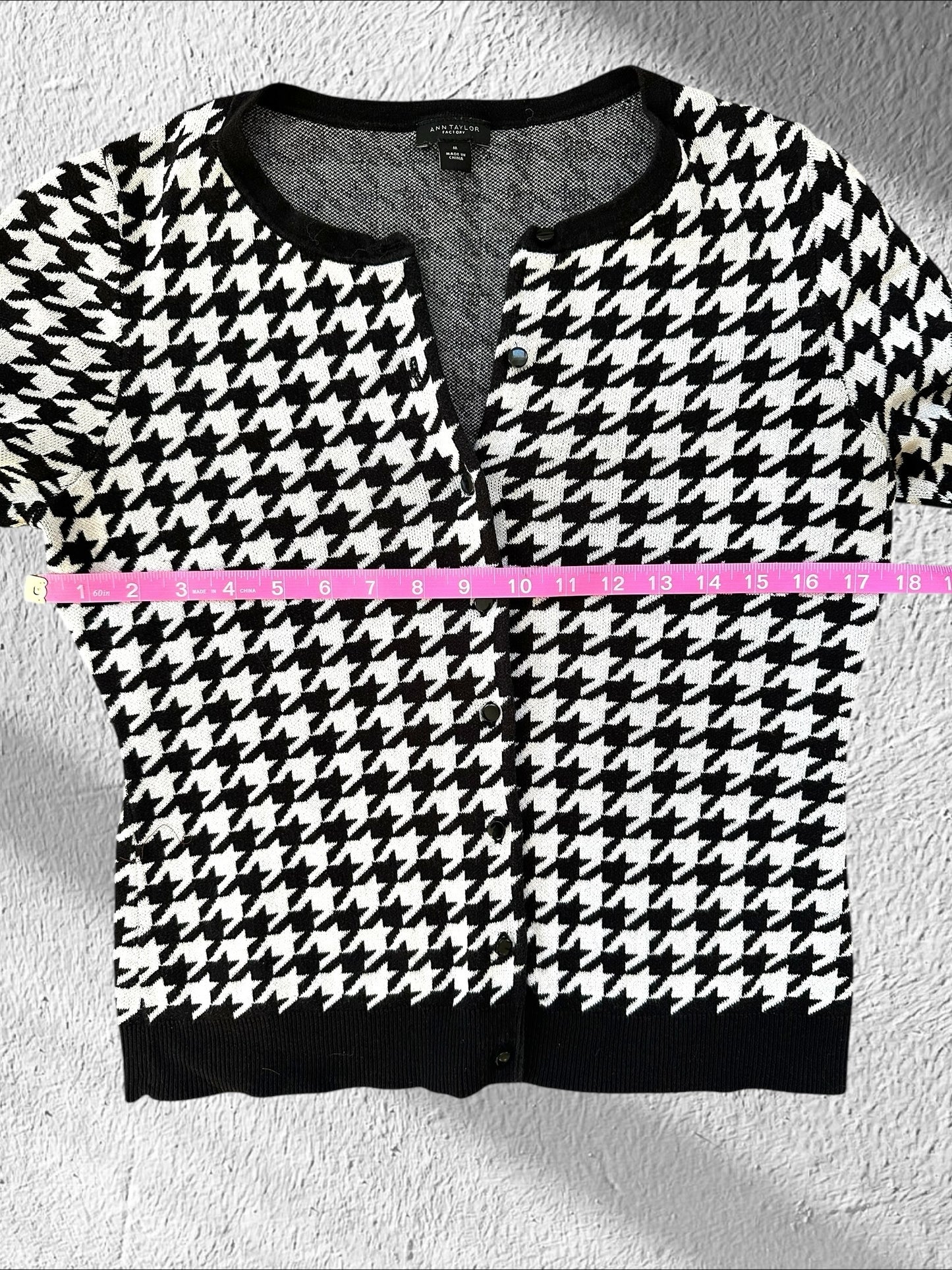 Ann Taylor Houndstooth Button Up Cardigan