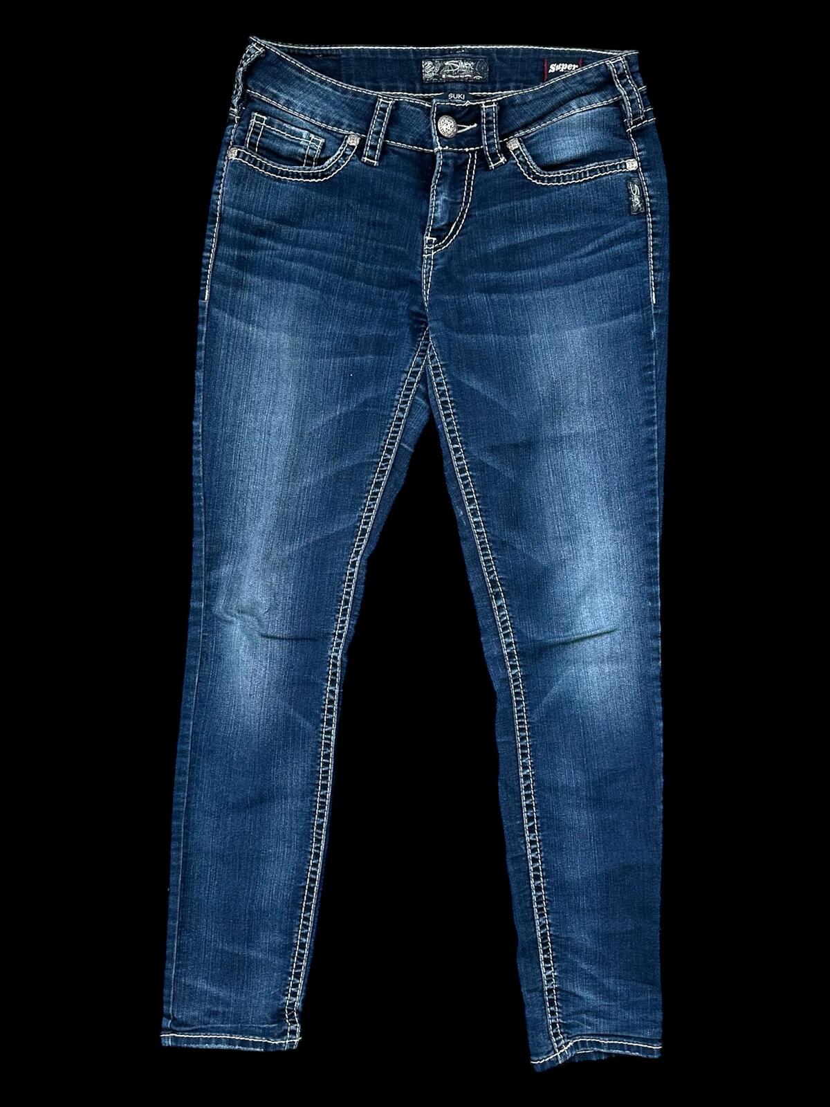 Silver Jeans Co. Suki Mid Skinny Jeans in Dark Wash Blue