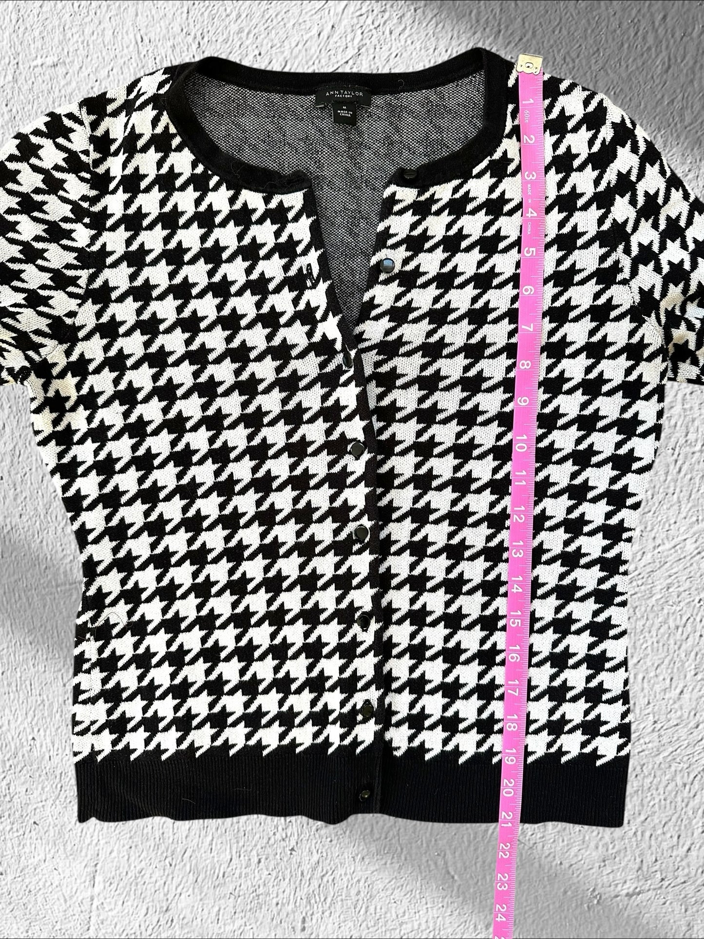 Ann Taylor Houndstooth Button Up Cardigan