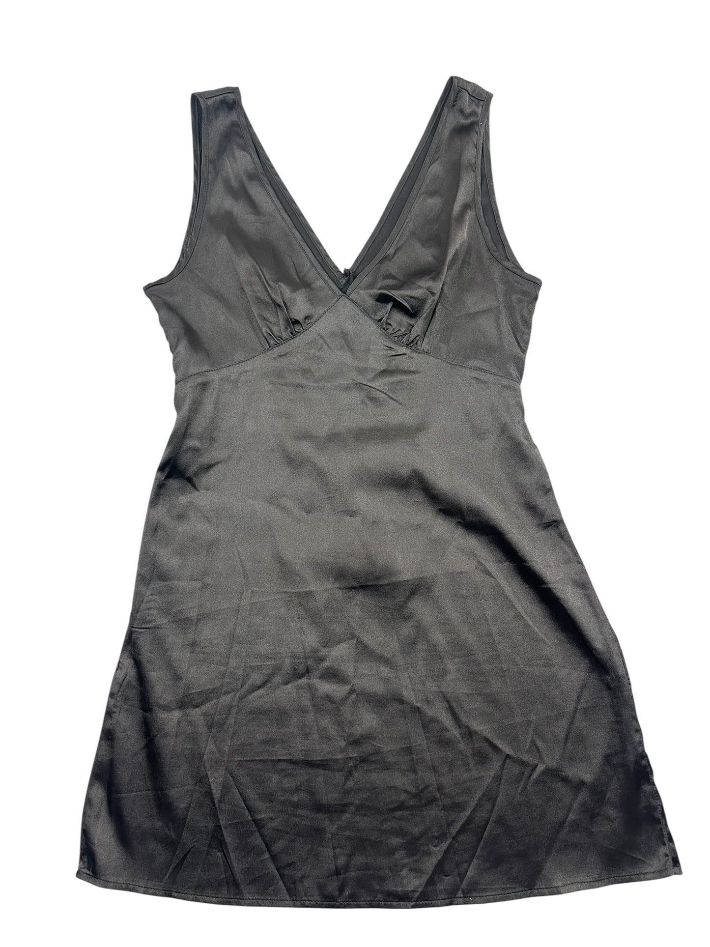 Black Silky Satin Slip Dress