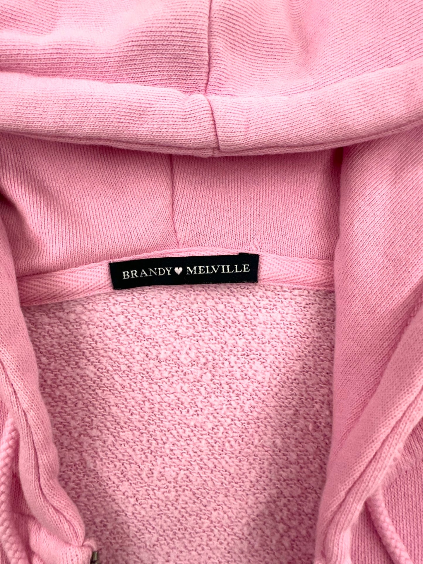 Brandy Melville Pink Cropped Zip Up Hoodie
