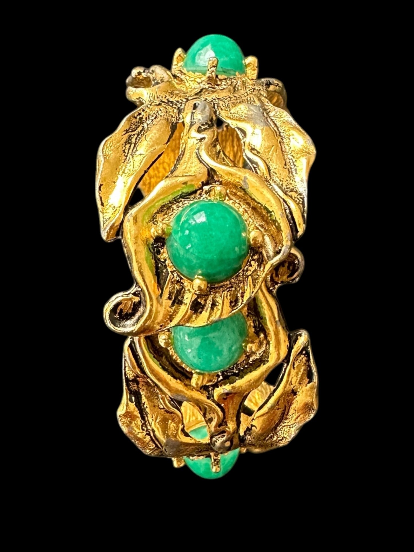 Vintage Green and Gold Hinge Bracelet