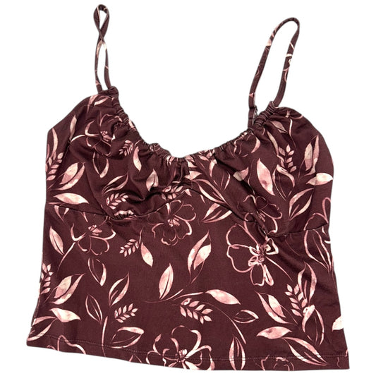 Maroon Floral Print Cami Crop Top