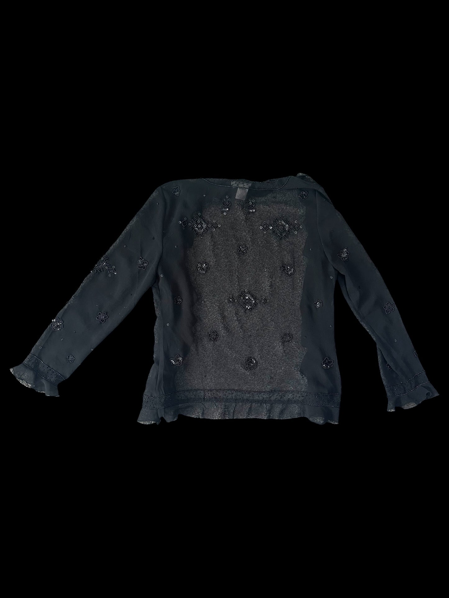 Cold Water Creek Sheer Embroidered Cardigan