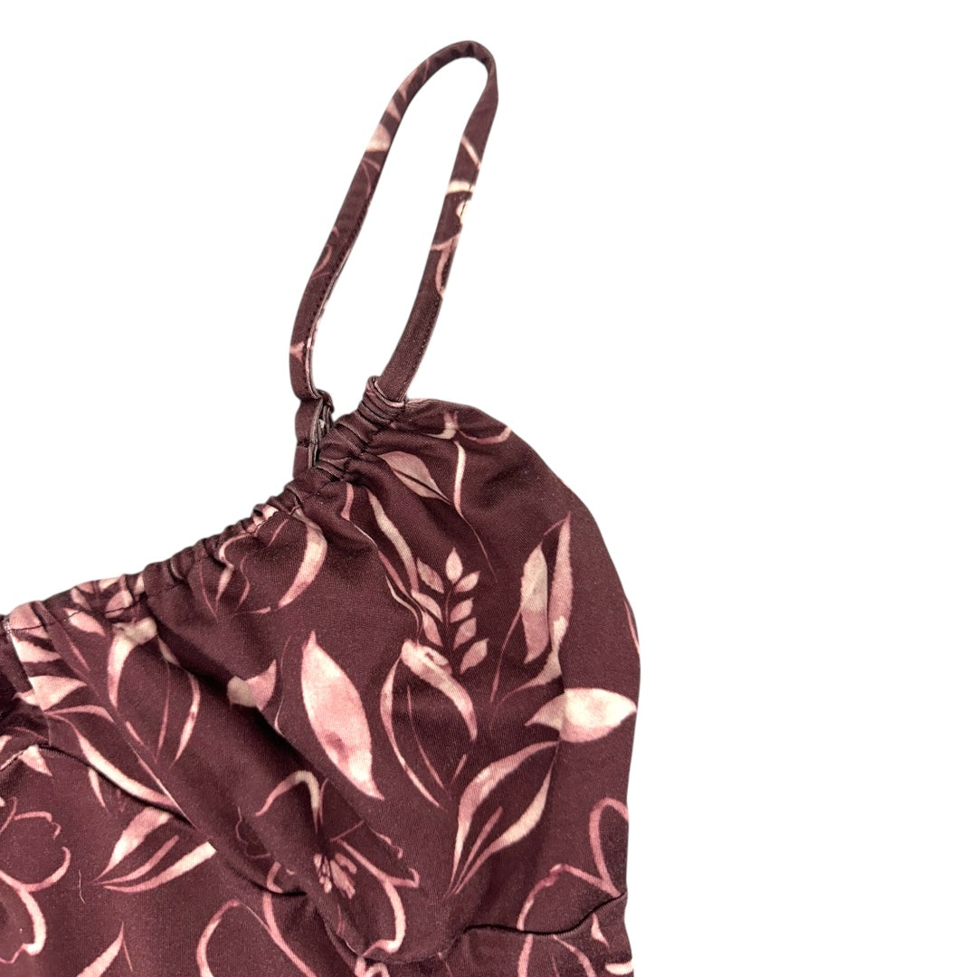 Maroon Floral Print Cami Crop Top