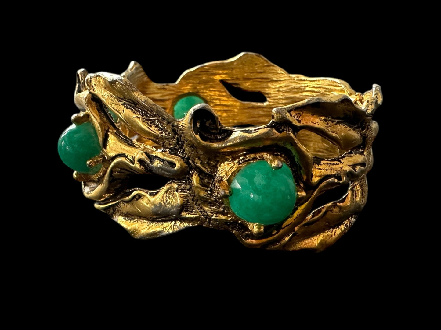 Vintage Green and Gold Hinge Bracelet