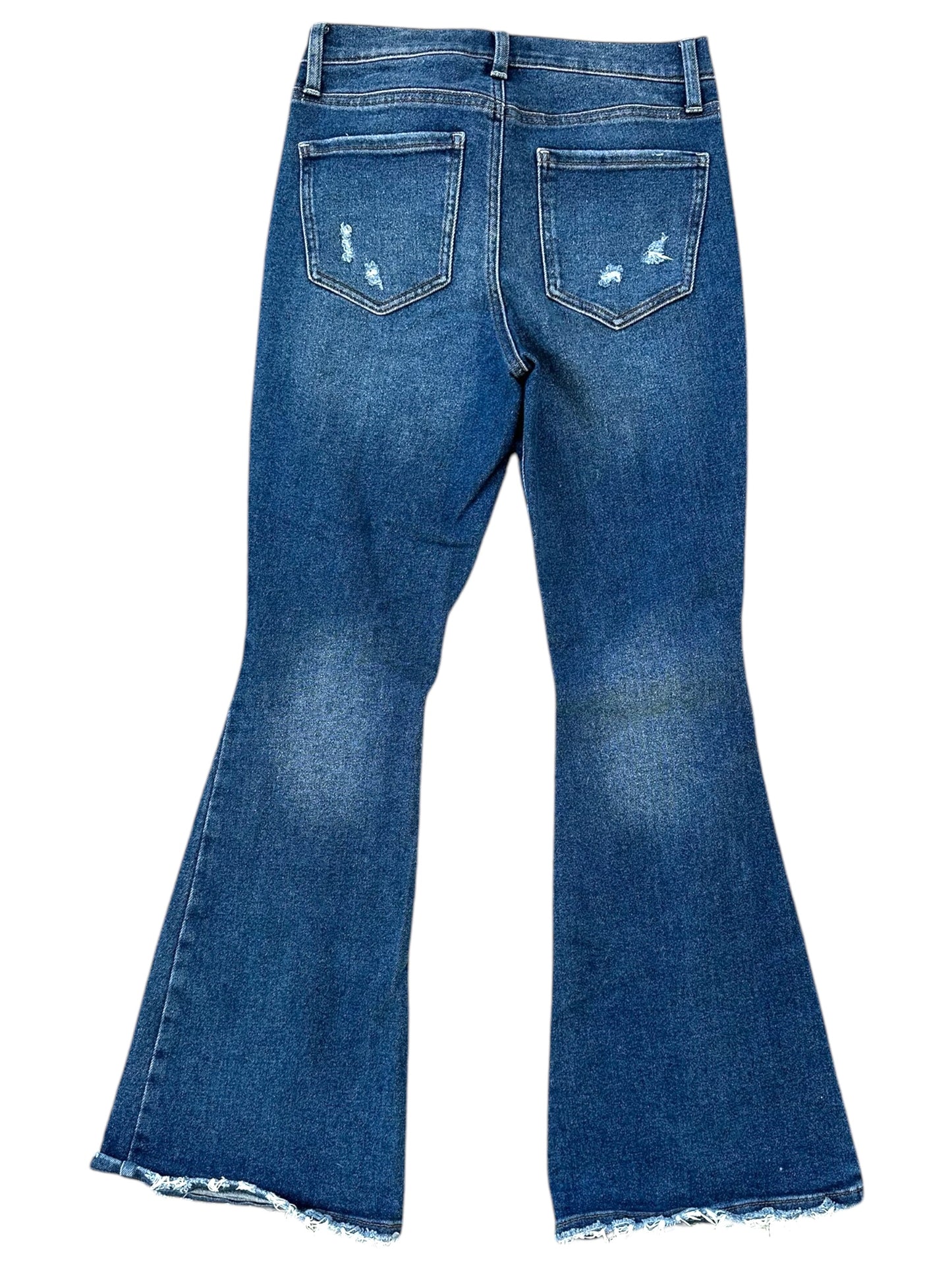 Re Generation Dark Wash Distressed Flared Jeans