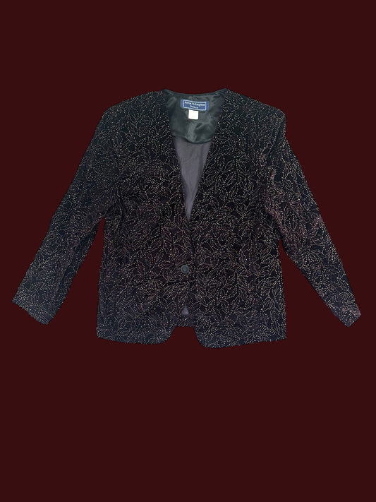 Norton McNaughton Vintage Sequined Burgundy Velvet Blazer