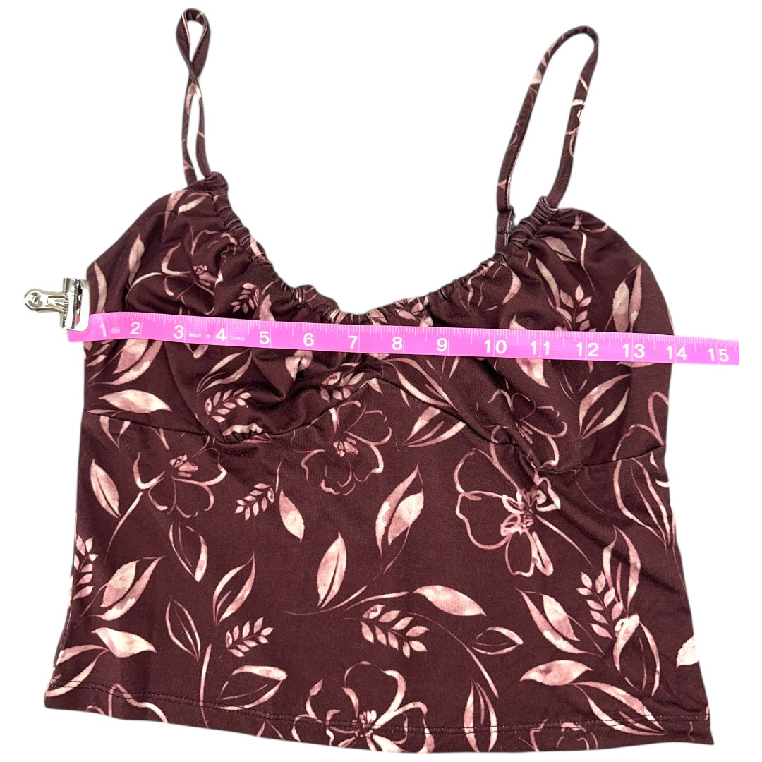 Maroon Floral Print Cami Crop Top