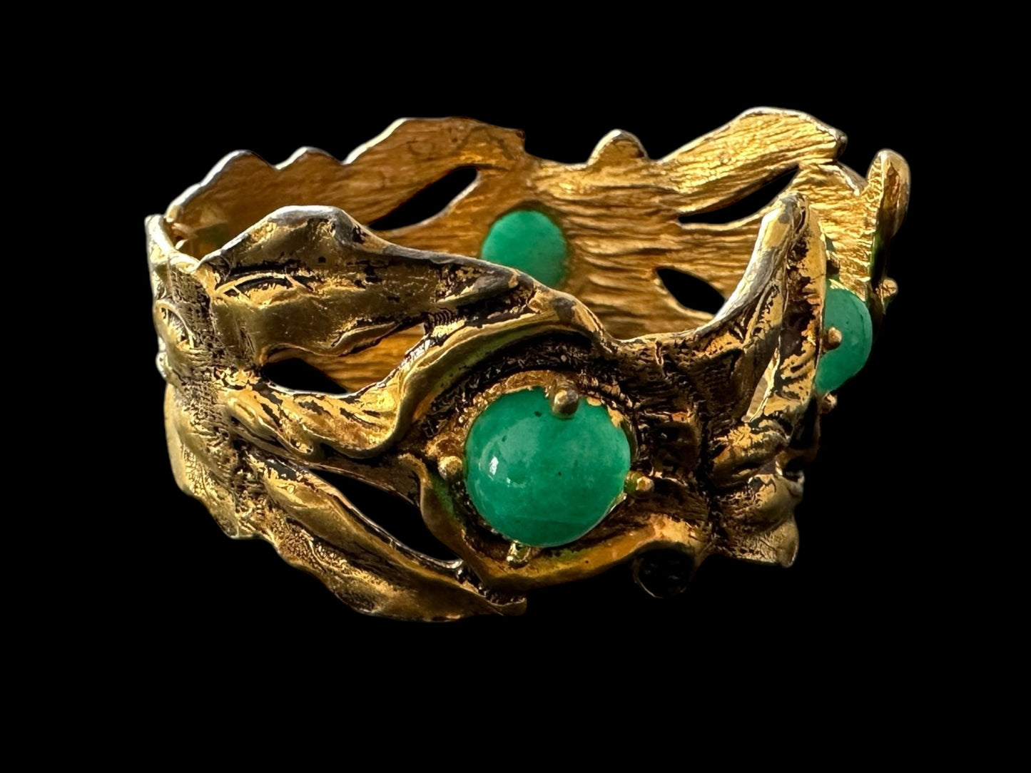 Vintage Green and Gold Hinge Bracelet