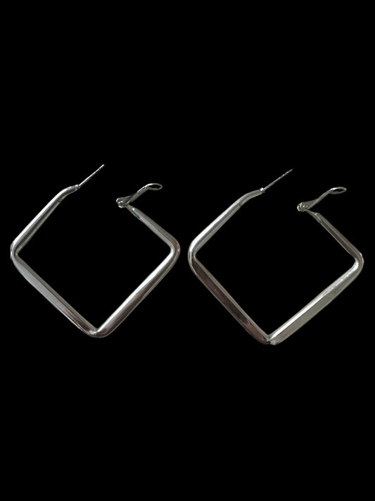 Silver Square Hoop Earrings