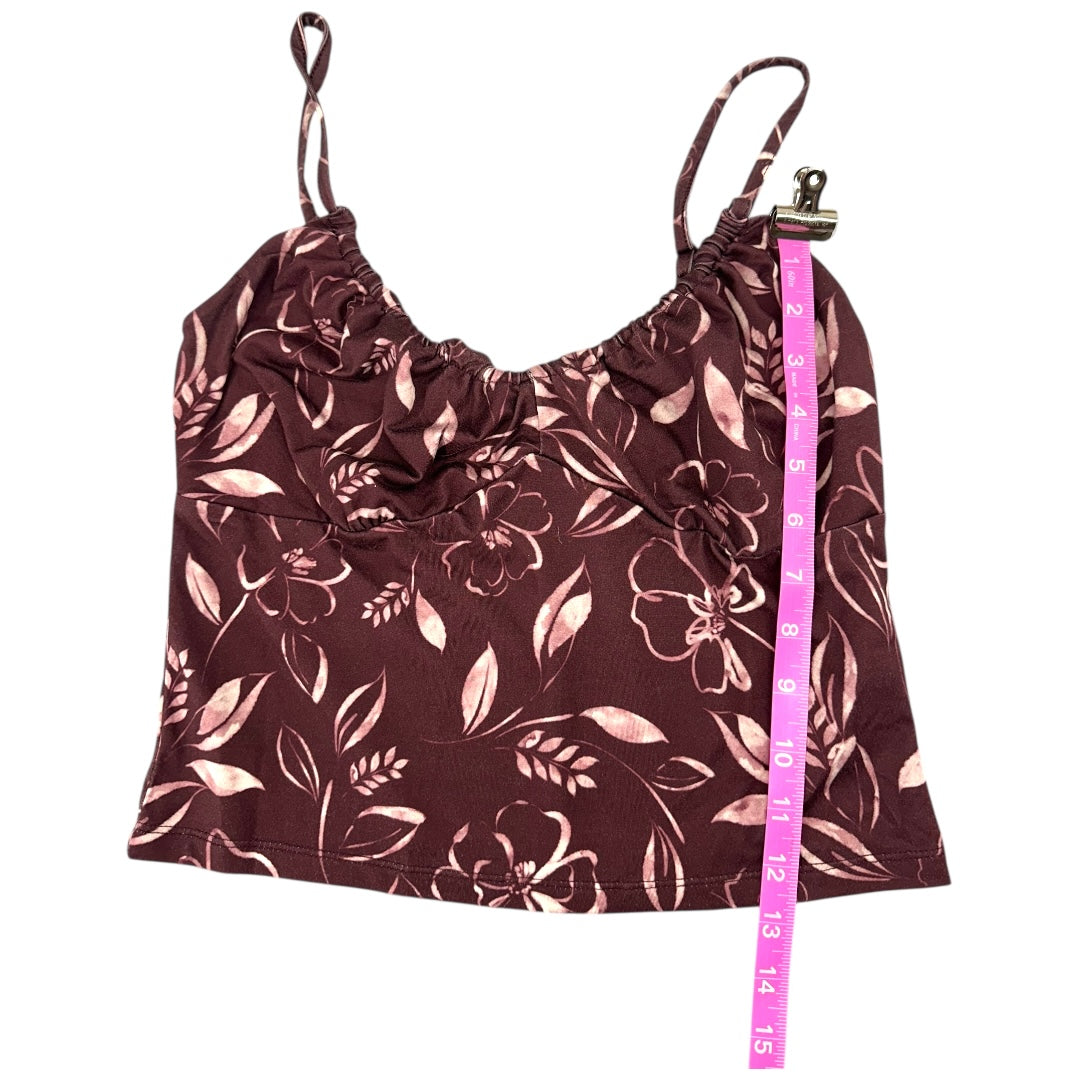 Maroon Floral Print Cami Crop Top